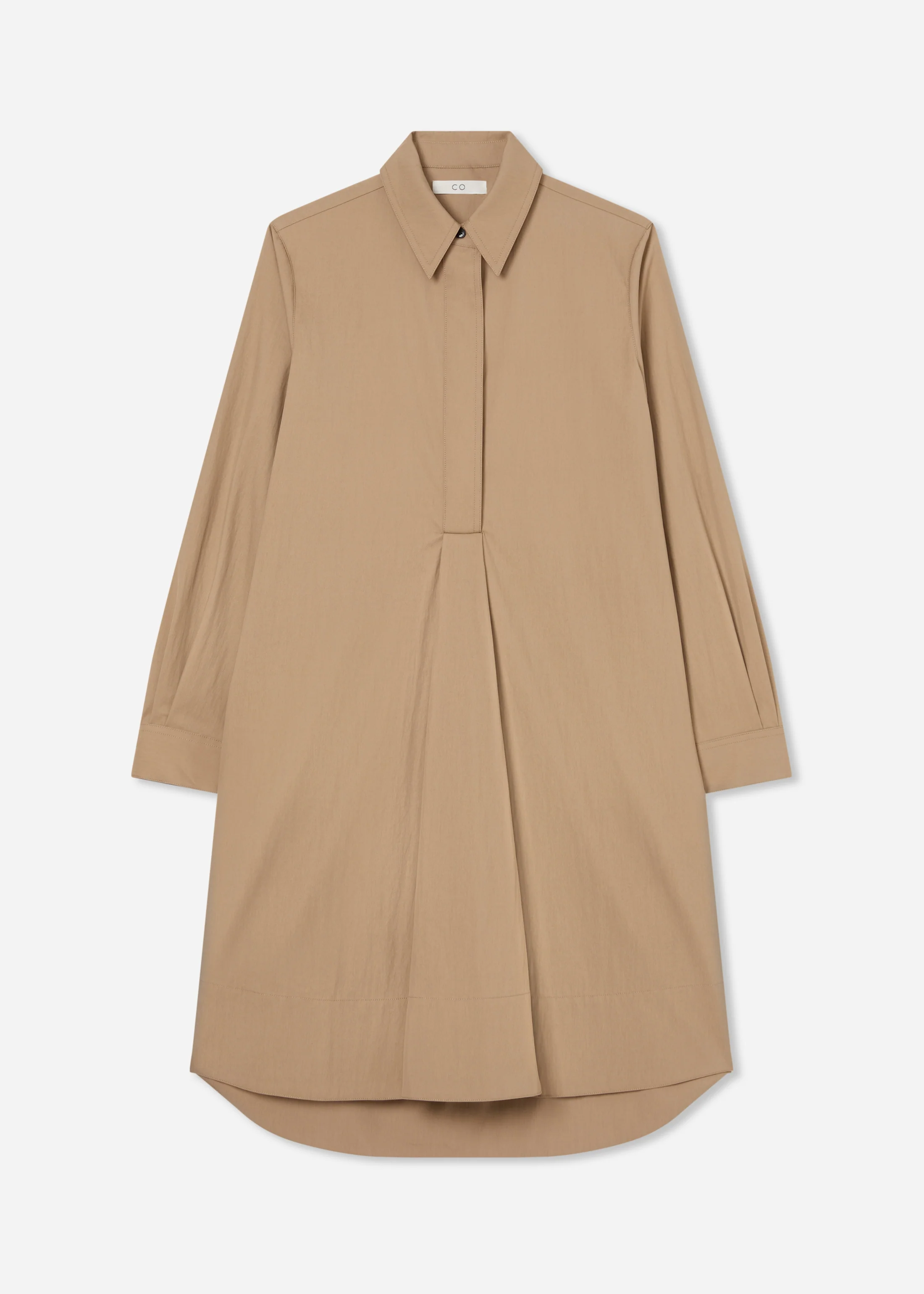 A-line Shirt Dress in Cotton Twill - Camel - Image 5