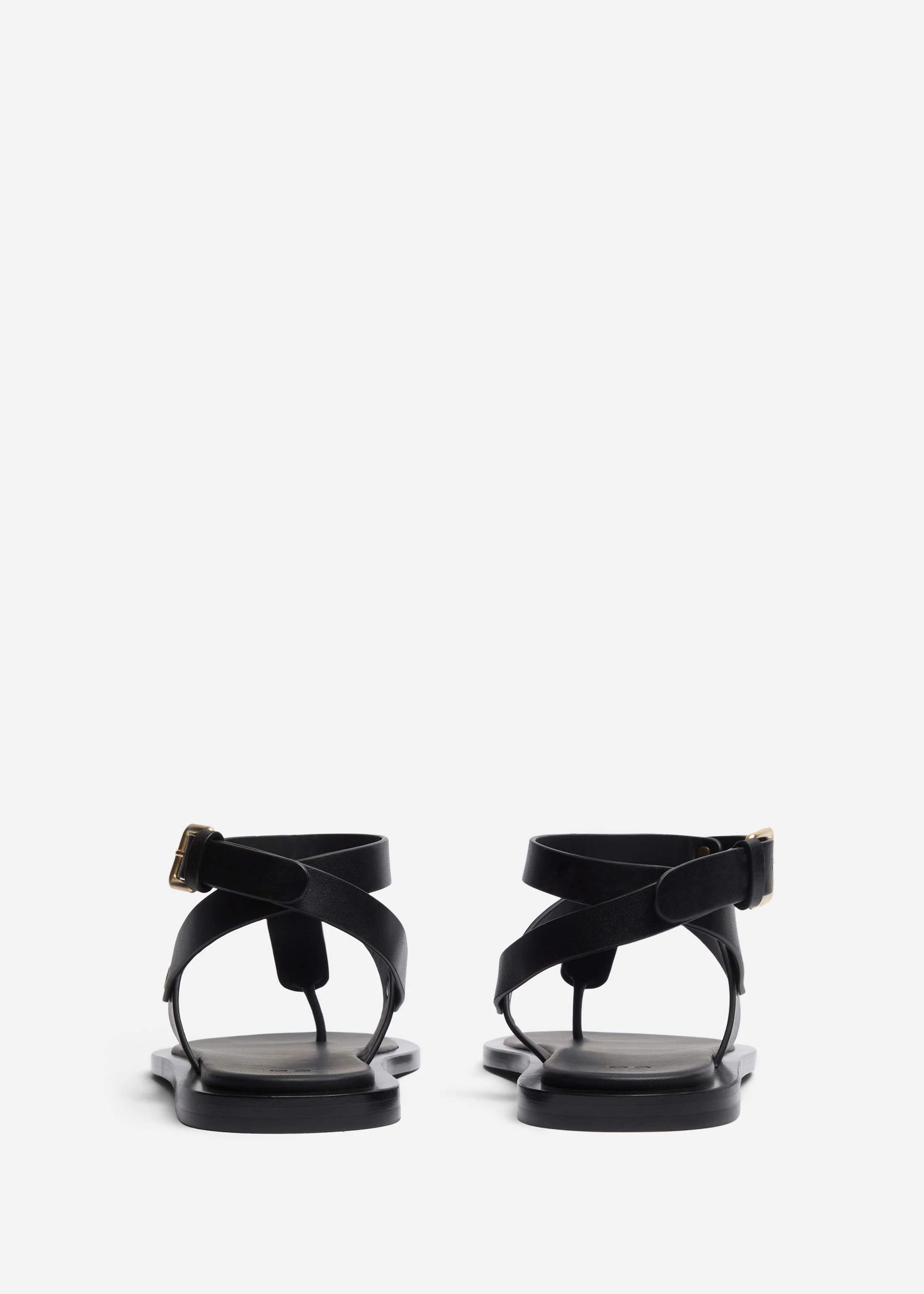 Ankle Wrap Sandal in Calf Skin Leather - Black - Image 3