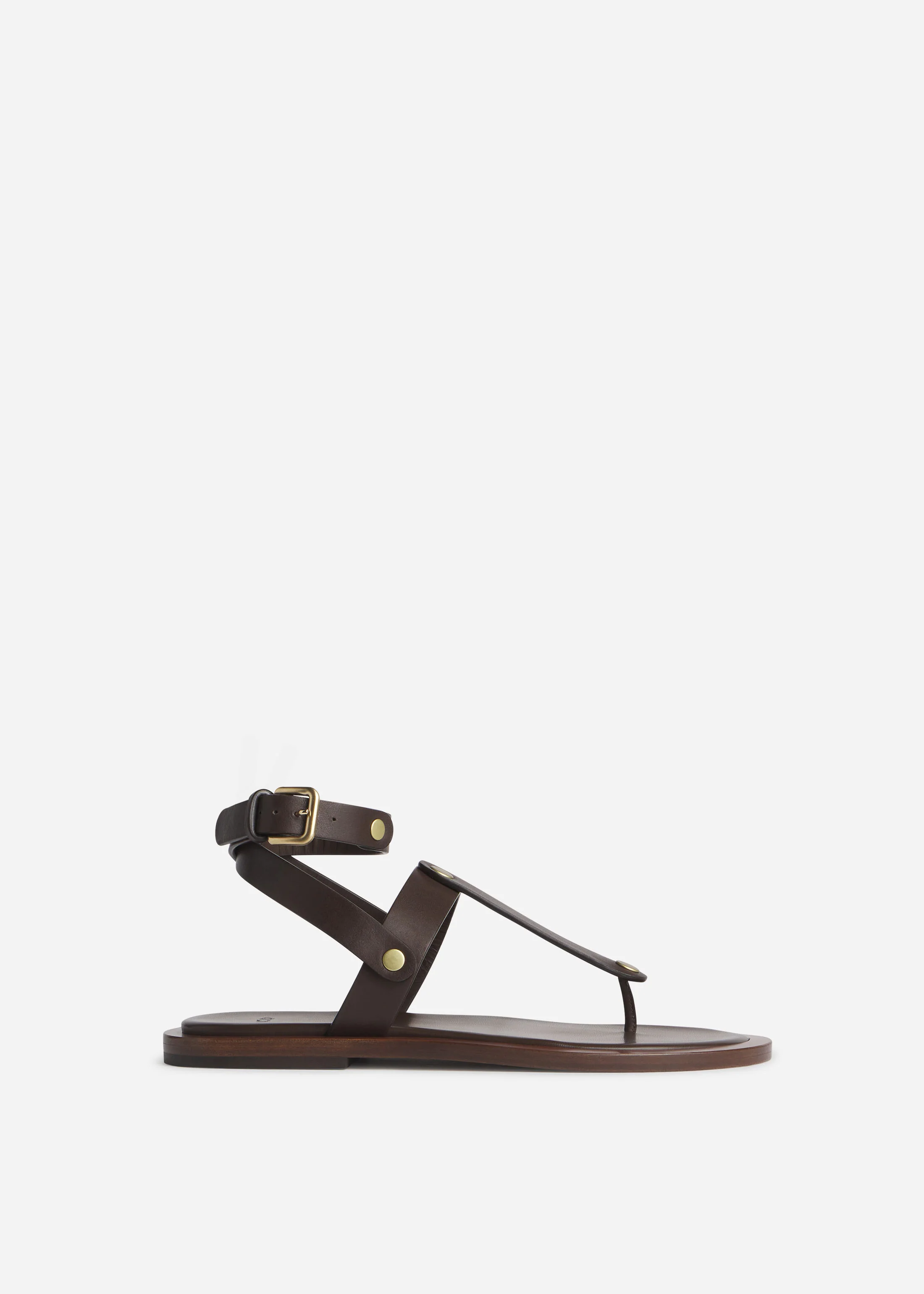 Ankle Wrap Sandal in Calfskin Leather - Chocolate