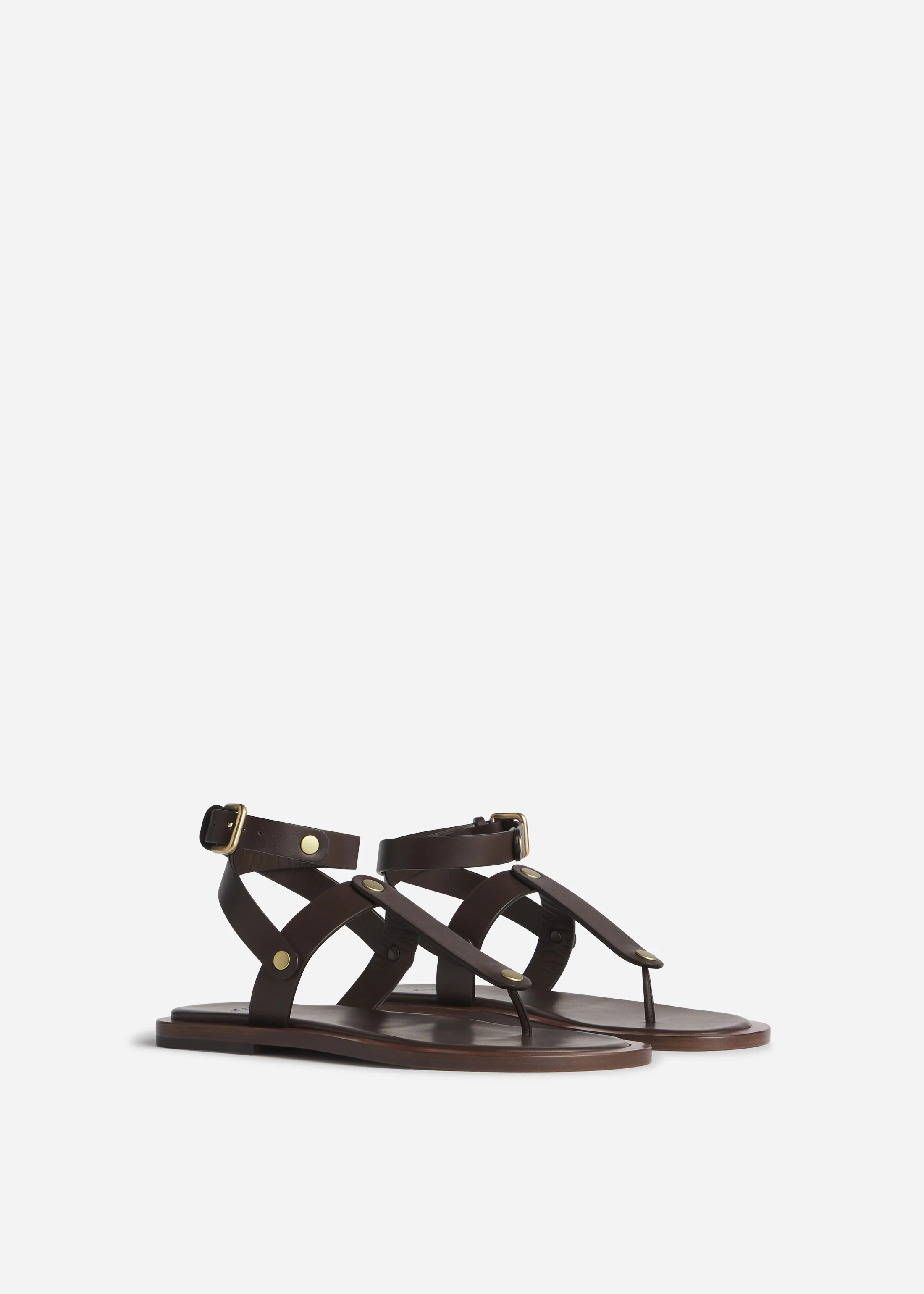 Ankle Wrap Sandal in Calfskin Leather - Chocolate - Image 2