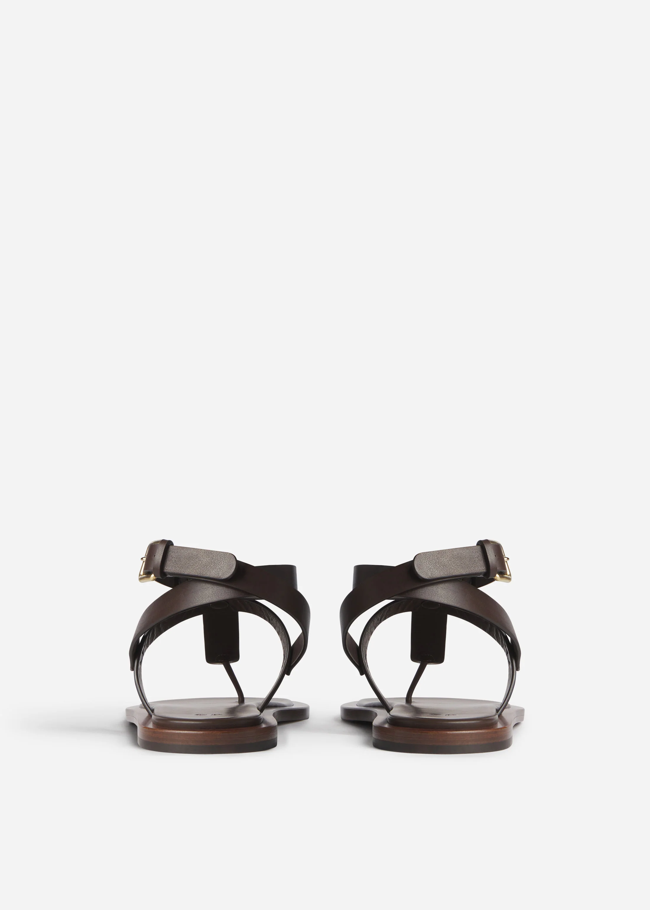 Ankle Wrap Sandal in Calfskin Leather - Chocolate - Image 3