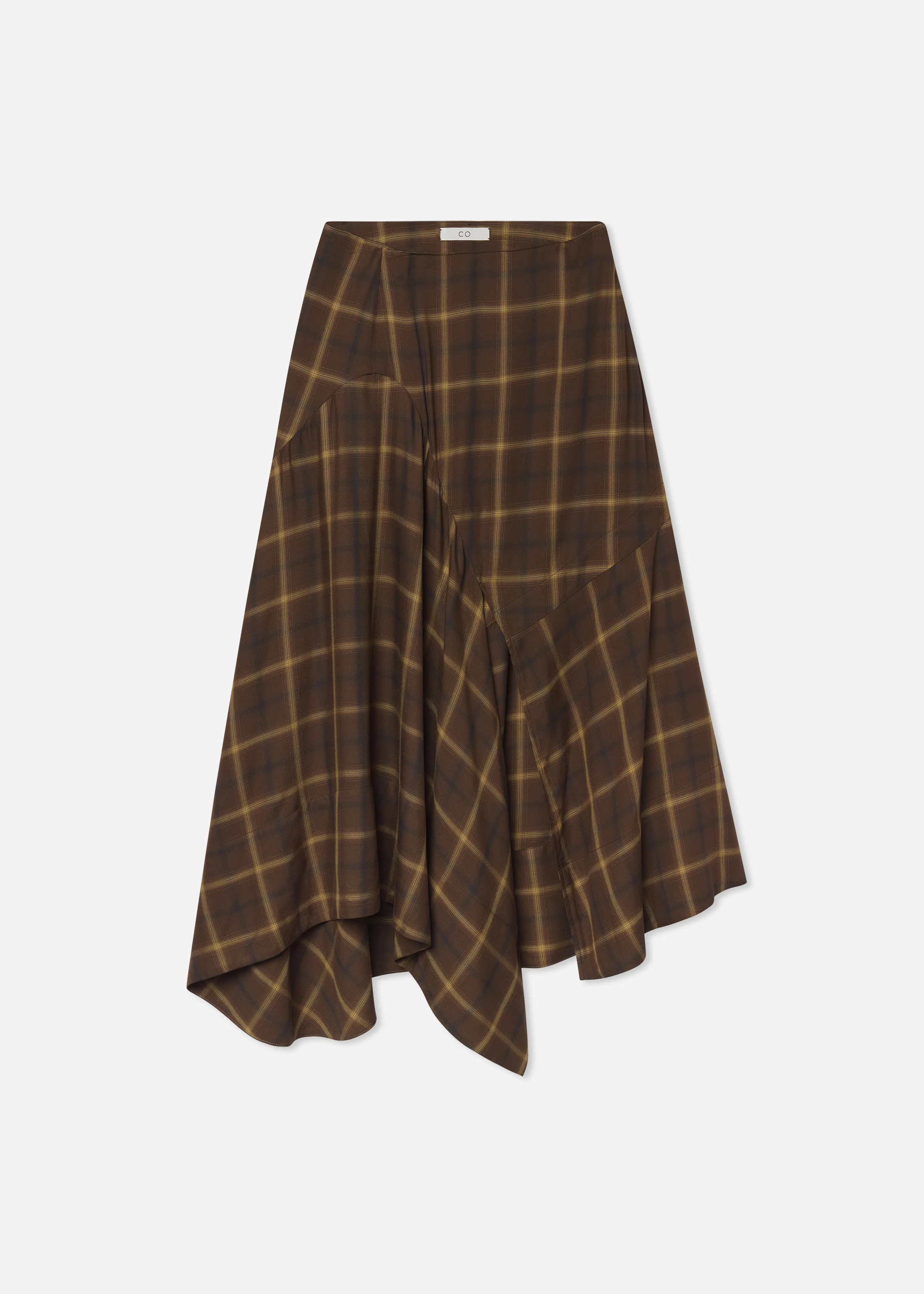 Asymmetric Full Skirt in Check Plaid - Chocolate - Image 7