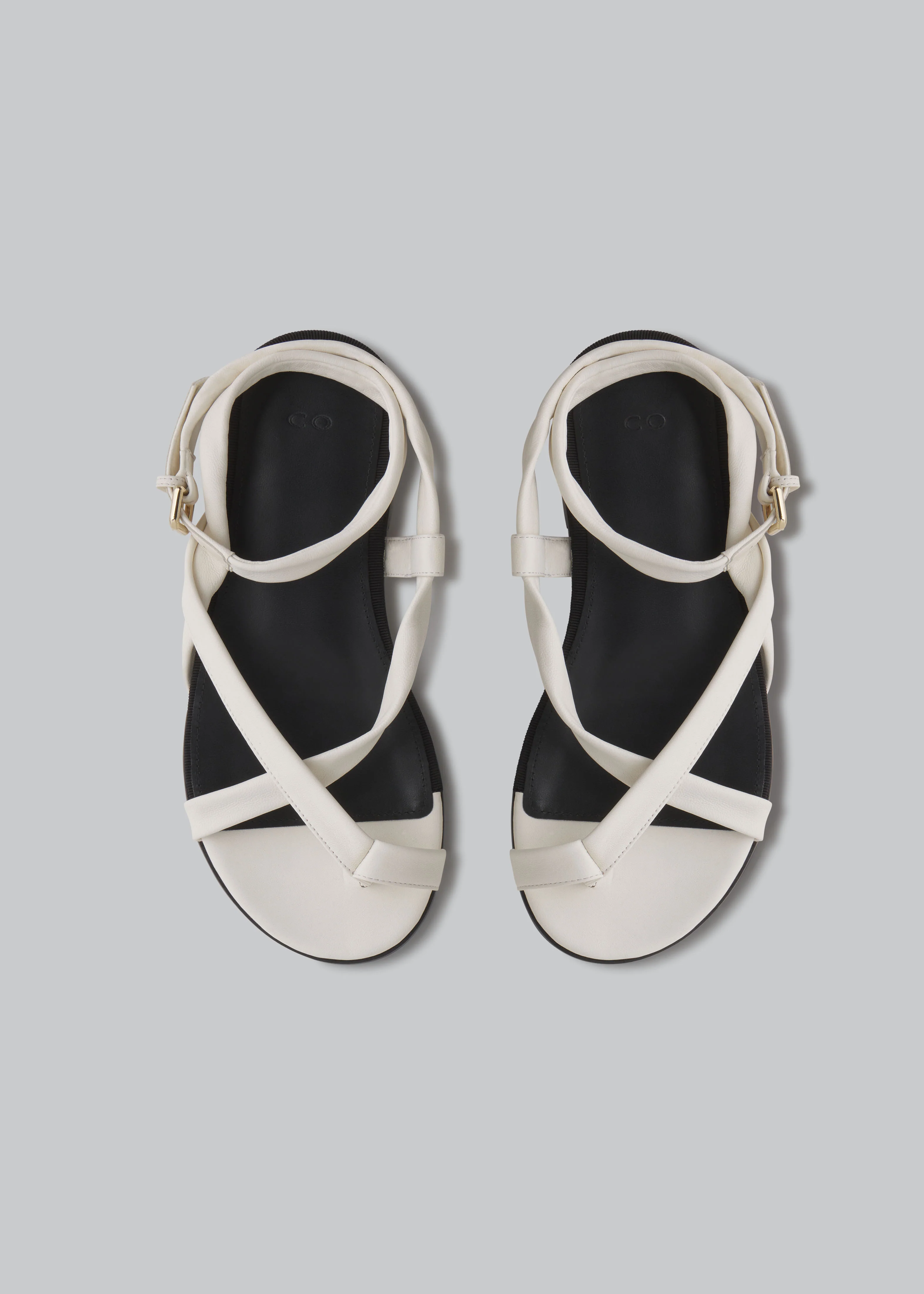 Stretch Leather Toe Strap Sandal in Ivory - Image 3
