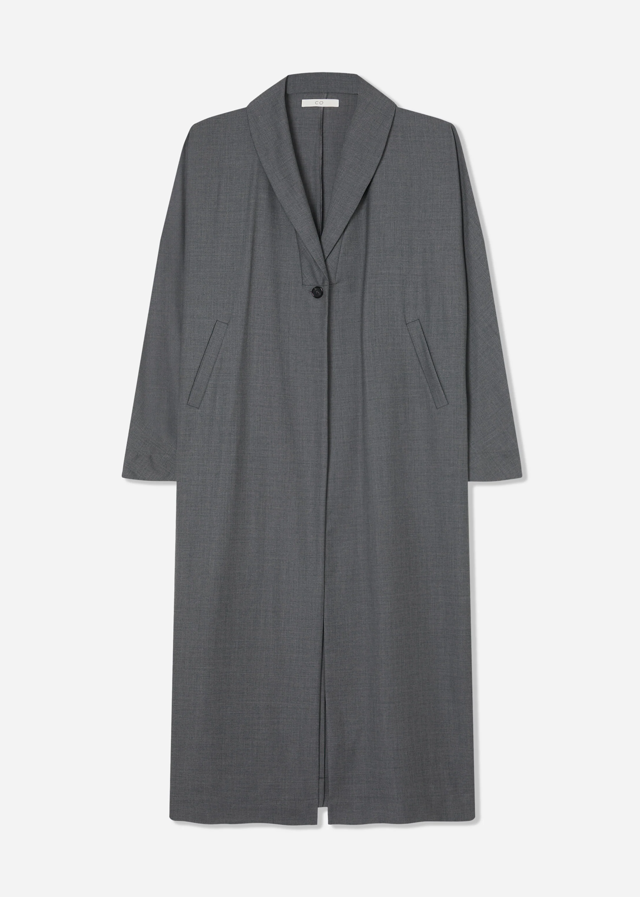 Batwing Shawl Coat in Melange Wool - Grey Melange - Image 6
