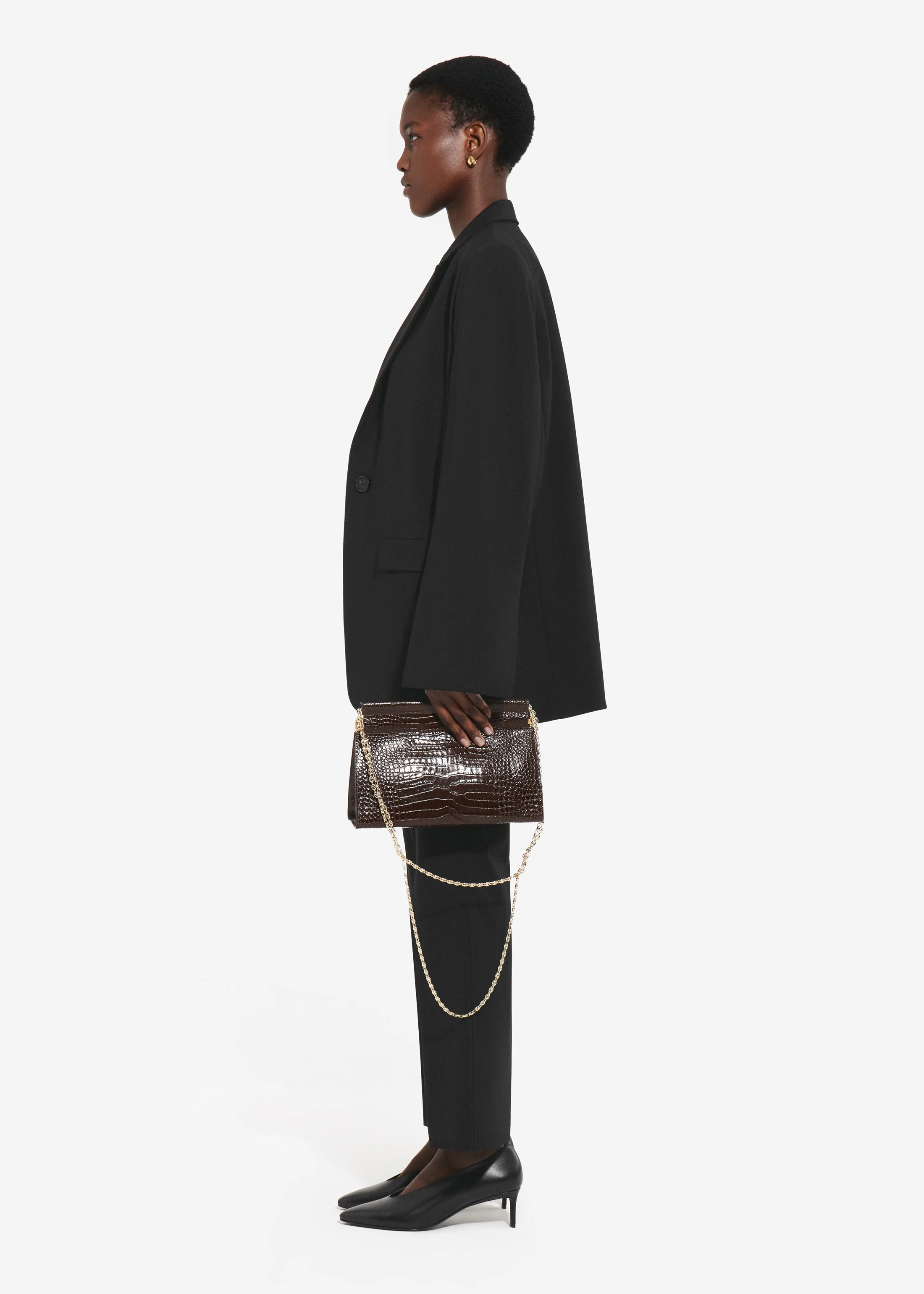 Boxy Jacket in Virgin Wool - Black - Image 3