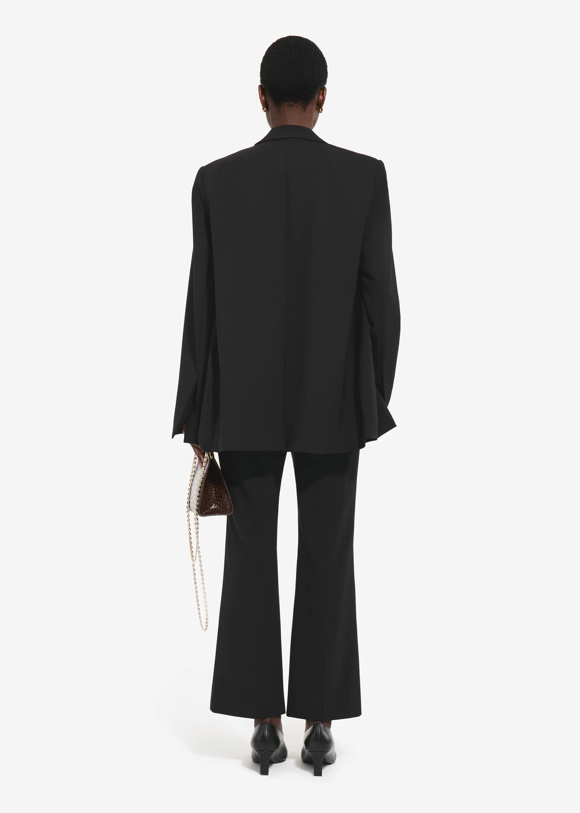 Boxy Jacket in Virgin Wool - Black - Image 4