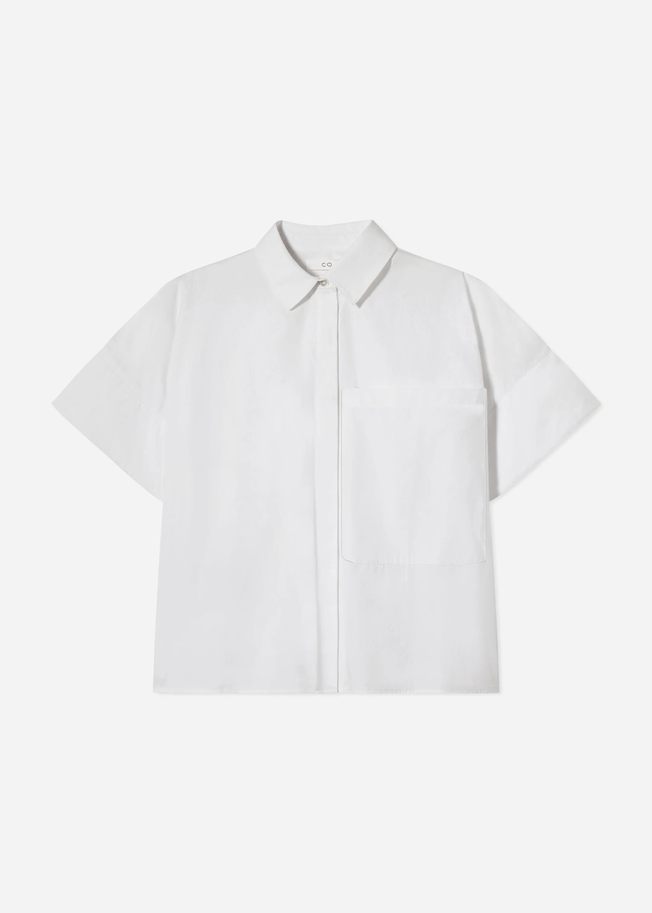 Boxy Short Sleeve Shirt in Cotton Poplin - White - Image 5