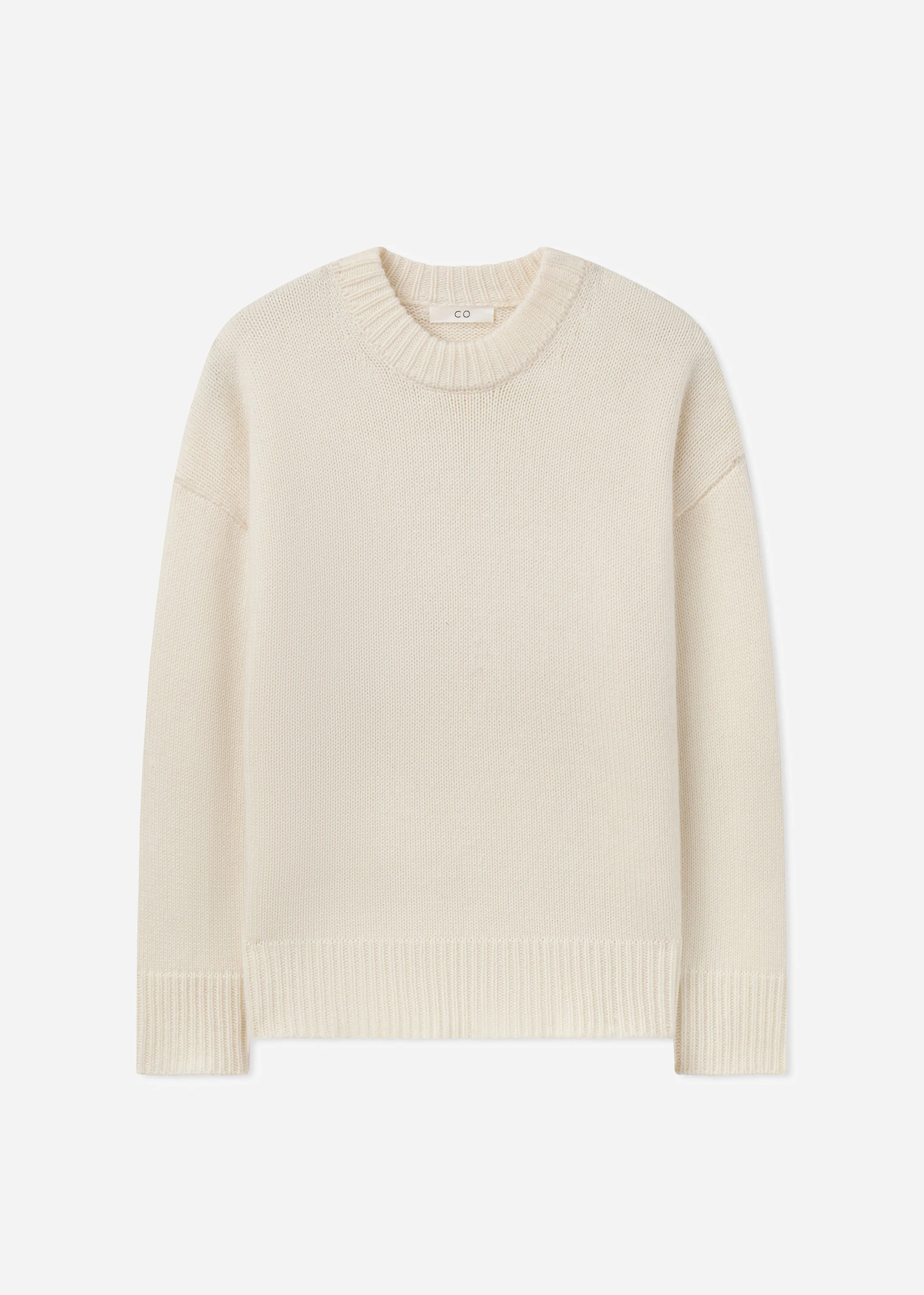 Boyfriend Crew Sweater in Wool Cashmere - Ivory - Image 4
