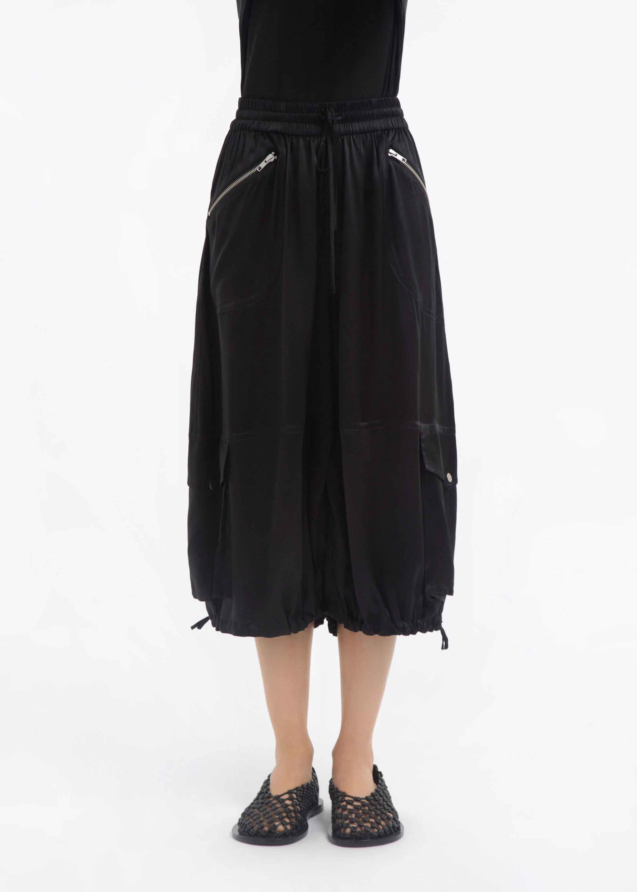 Braies Pant in Silk Charmeuse - Black - Image 2
