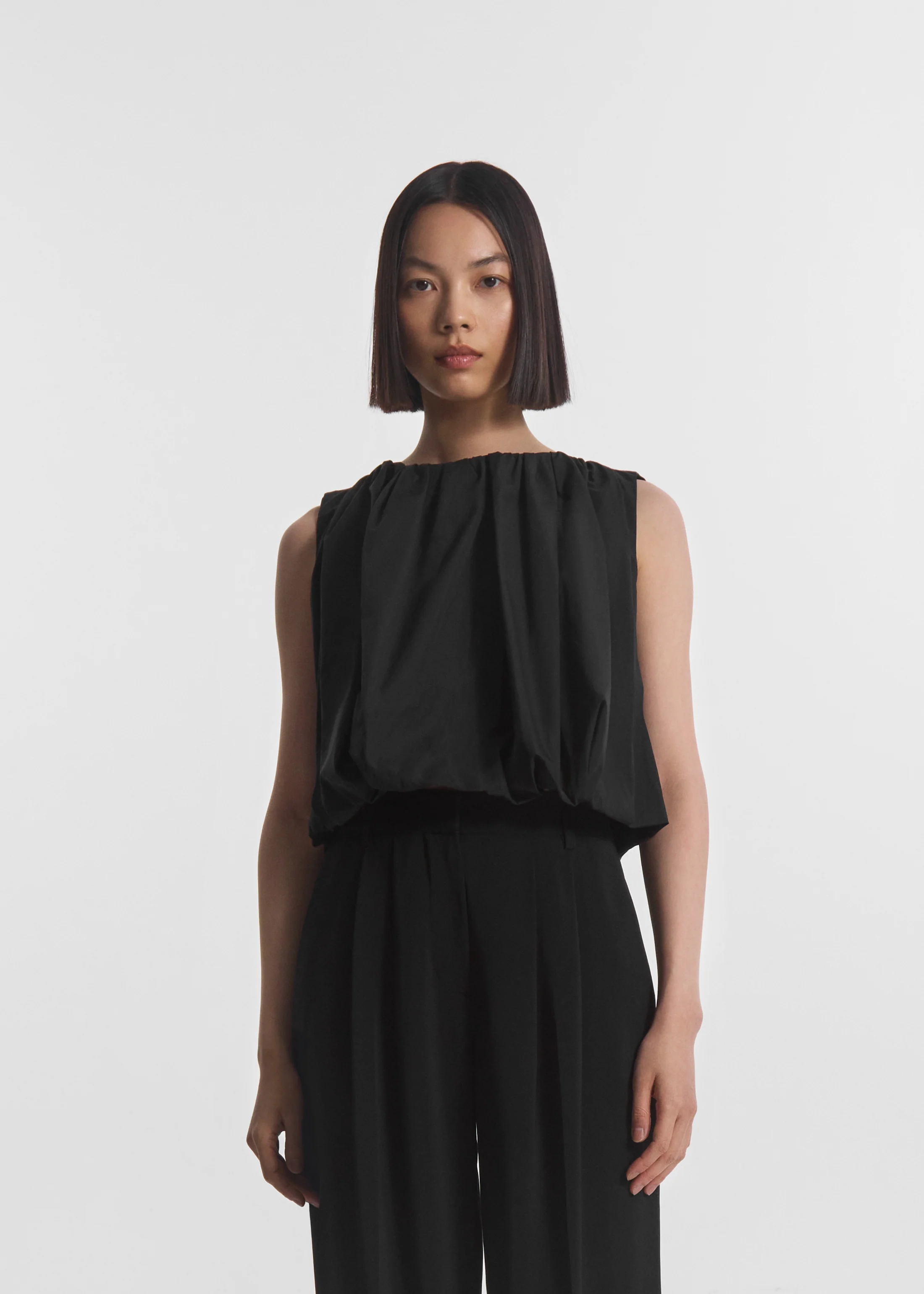 Bubble Top in Cotton Poplin - Black - Image 3