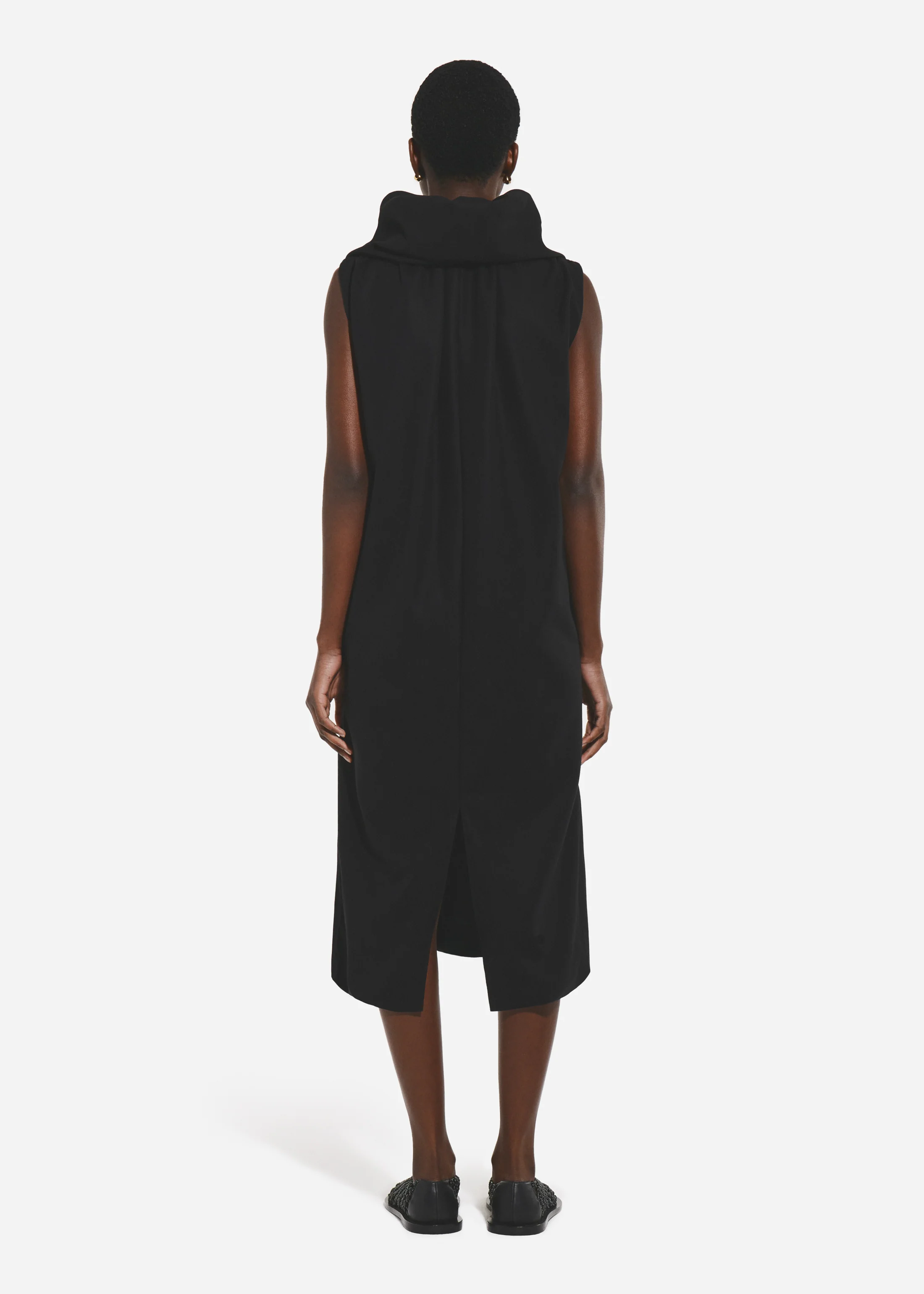Cloud Collar Tank Dress in Cotton - Black - Image 3