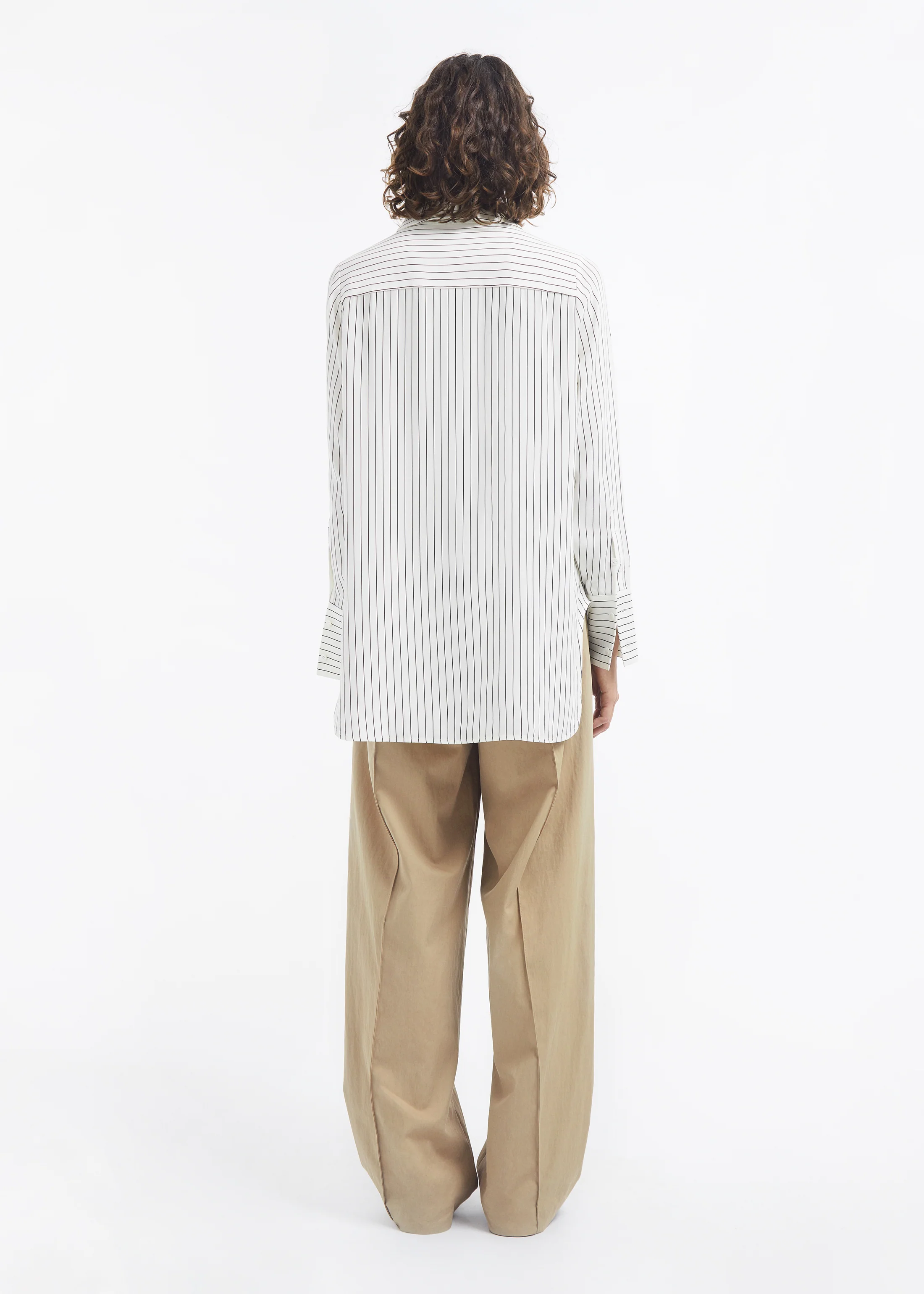 Button Down Shirt in Silk - Stripe - Image 4