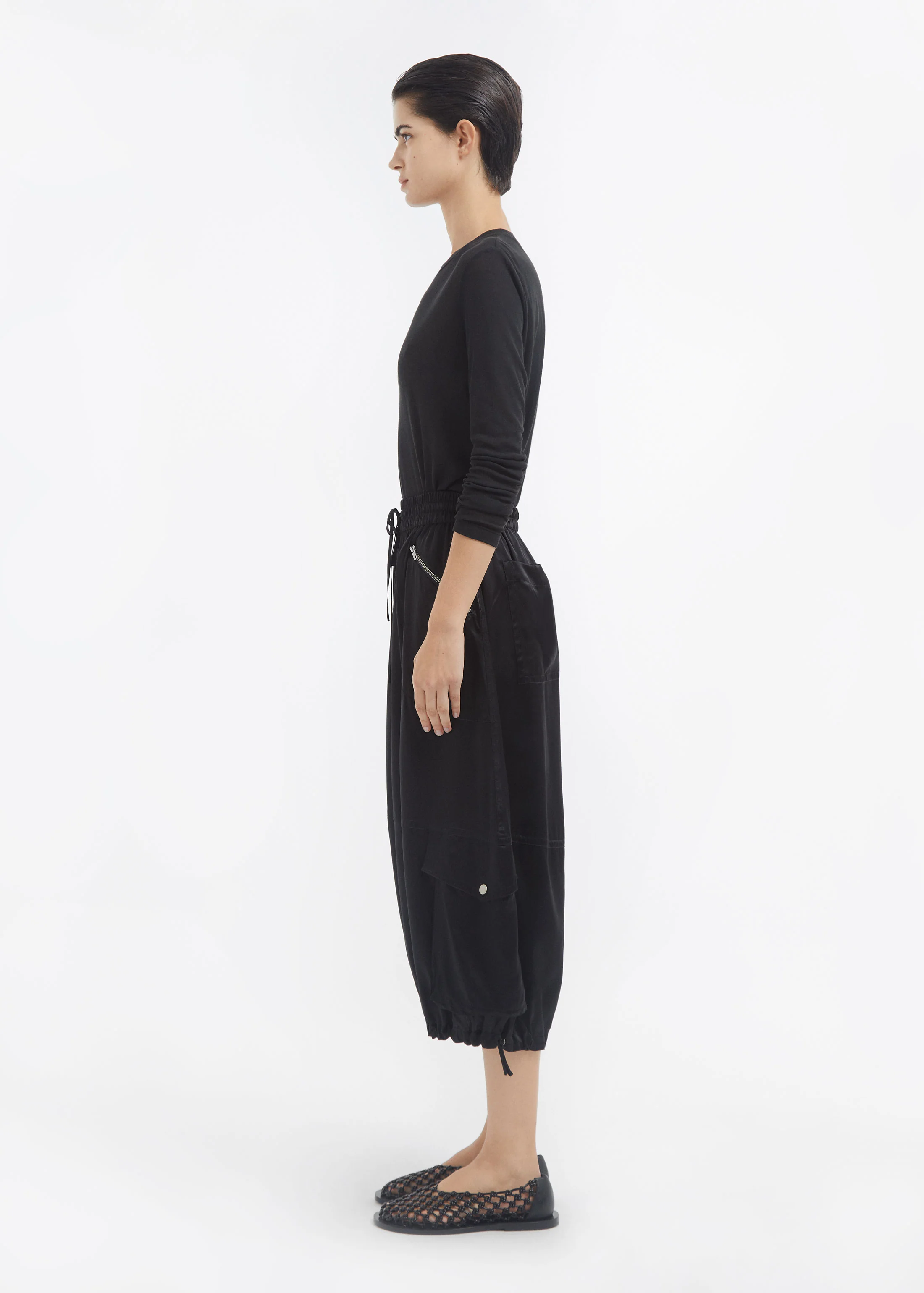 Crewneck Long Sleeve in Cotton Jersey - Black - Image 3