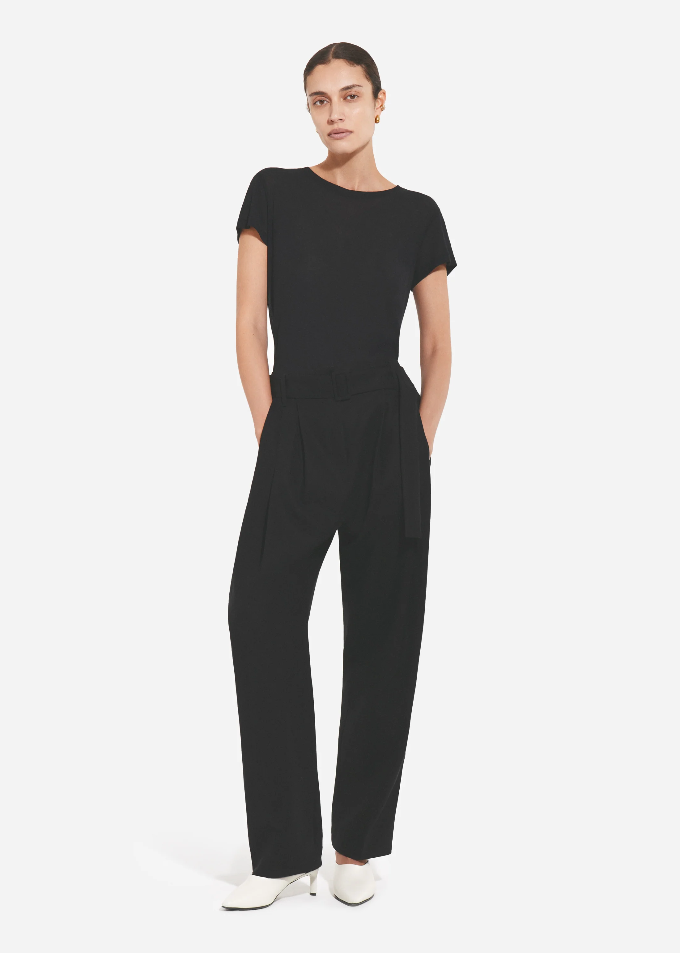 Crewneck Short Sleeve T-Shirt in Cotton Jersey - Black