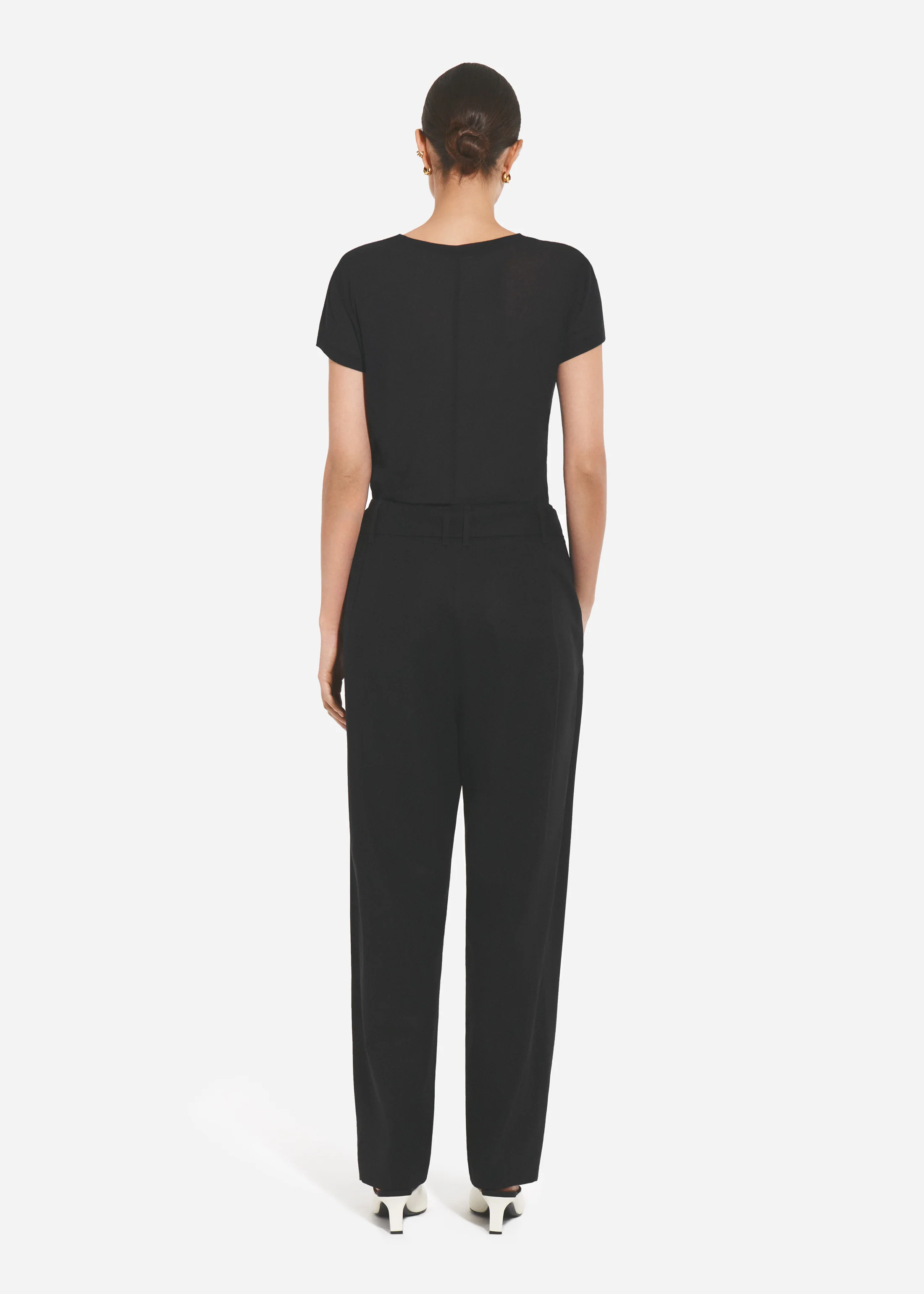 Crewneck Short Sleeve T-Shirt in Cotton Jersey - Black - Image 2