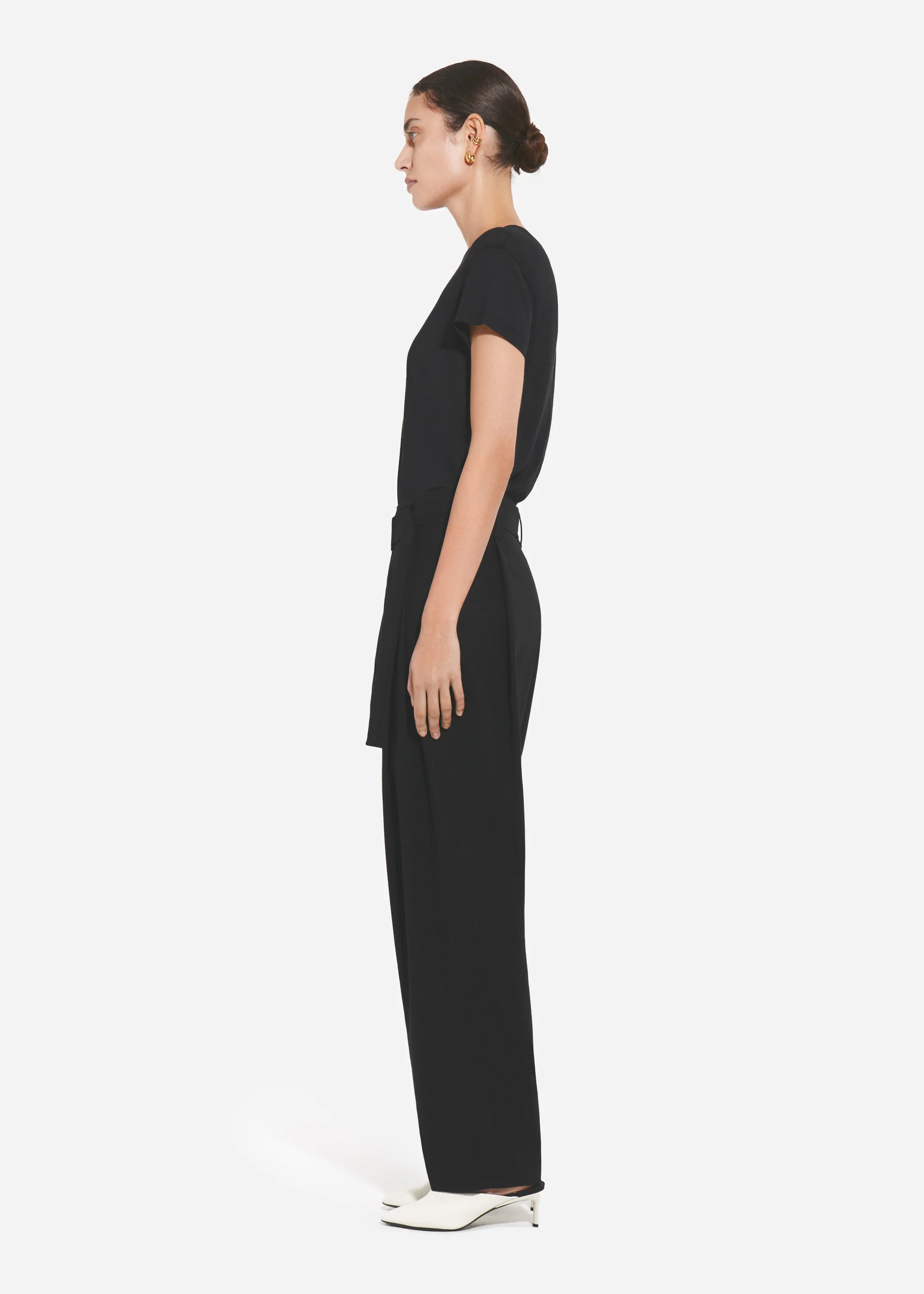 Crewneck Short Sleeve T-Shirt in Cotton Jersey - Black - Image 3