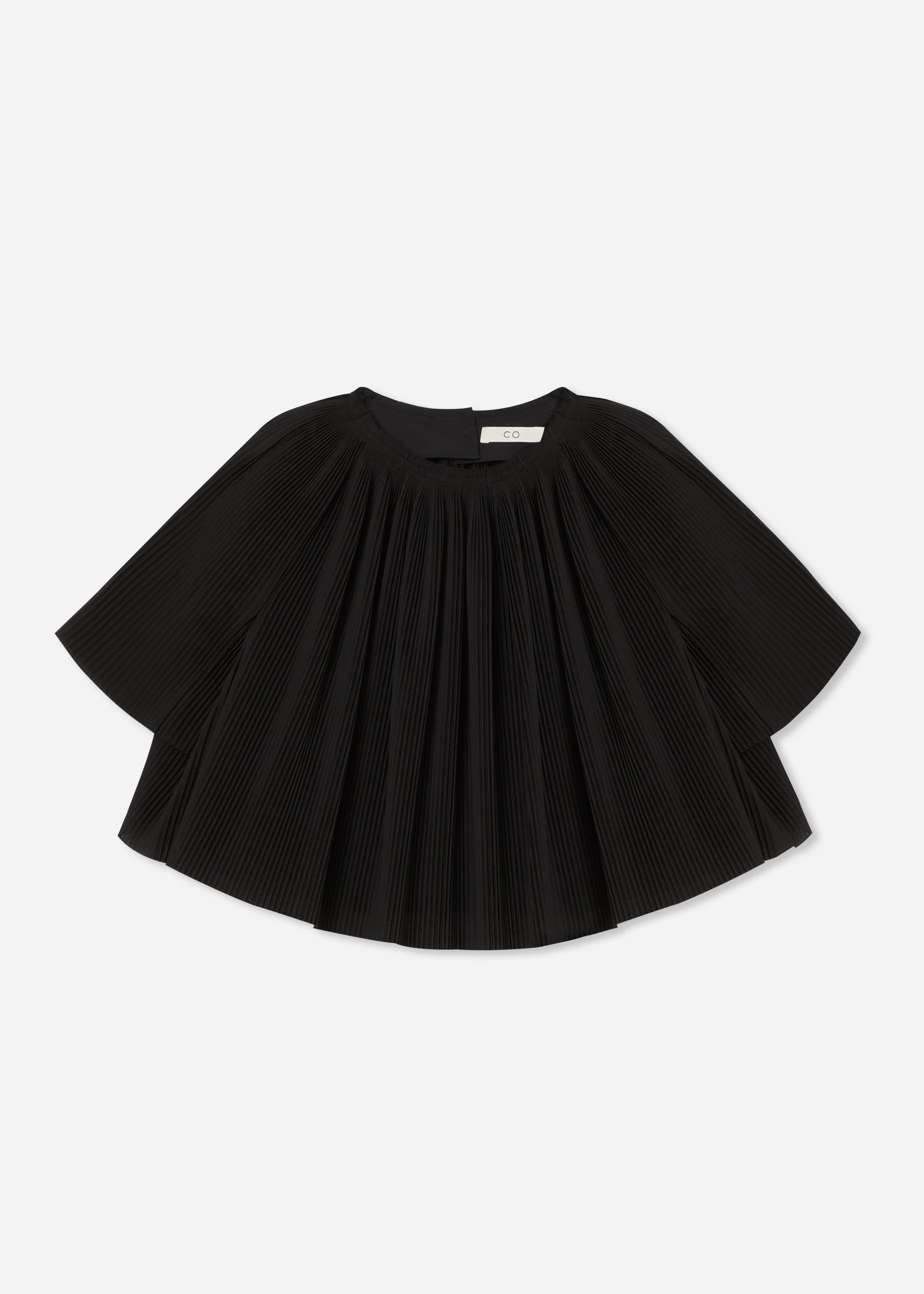 Crinkle Cut Cape Top in Plisse - Black - Image 5