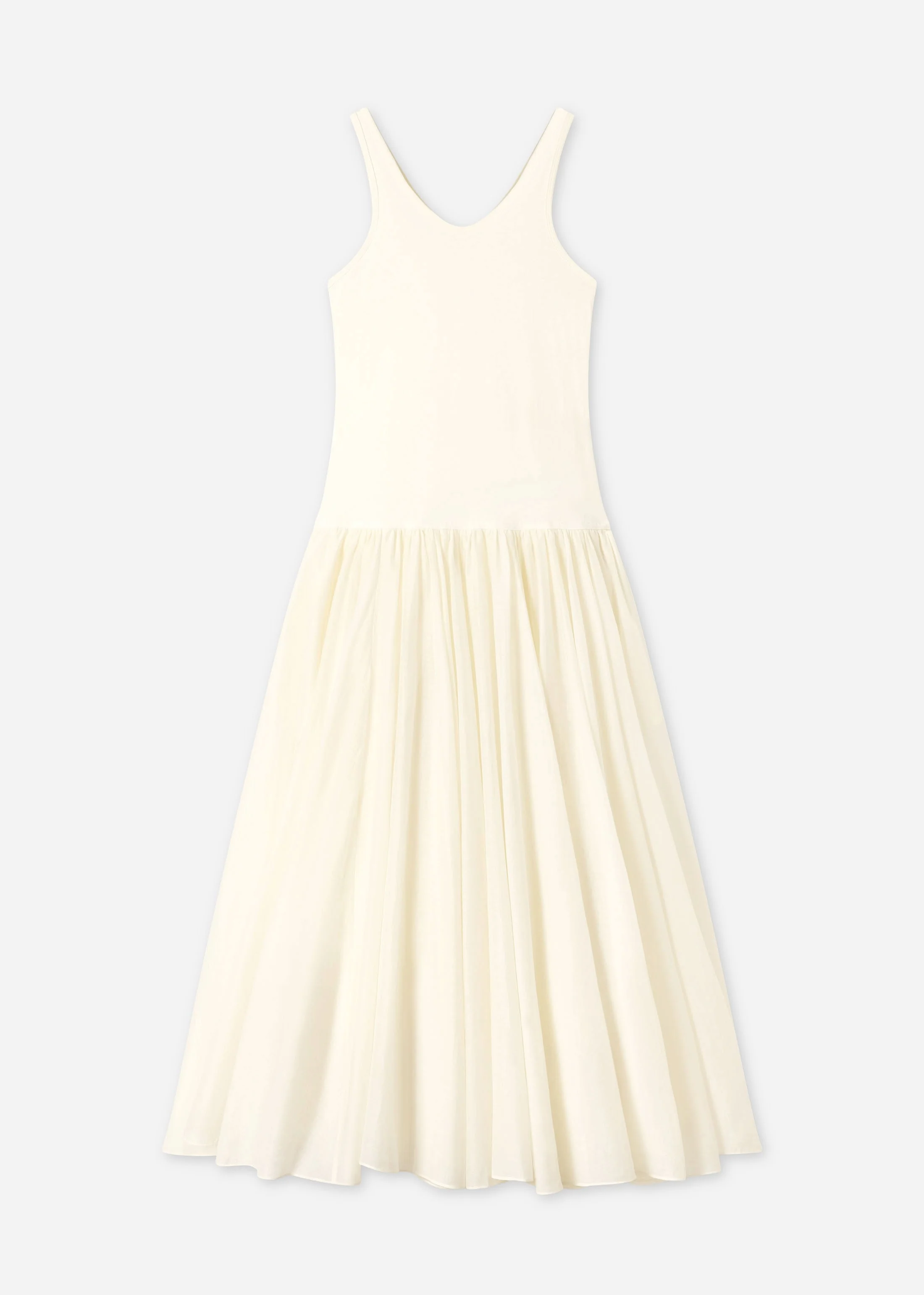 Crinoline Double Layer Dress in Cotton Silk Voile - Pearl - Image 5