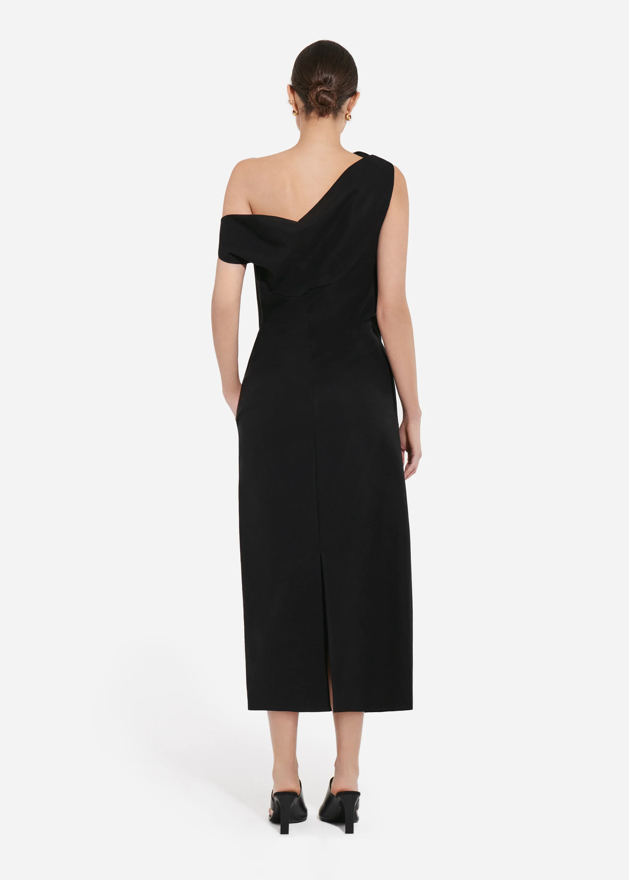 Draped Back Dress in Cotton - Black - Image 4