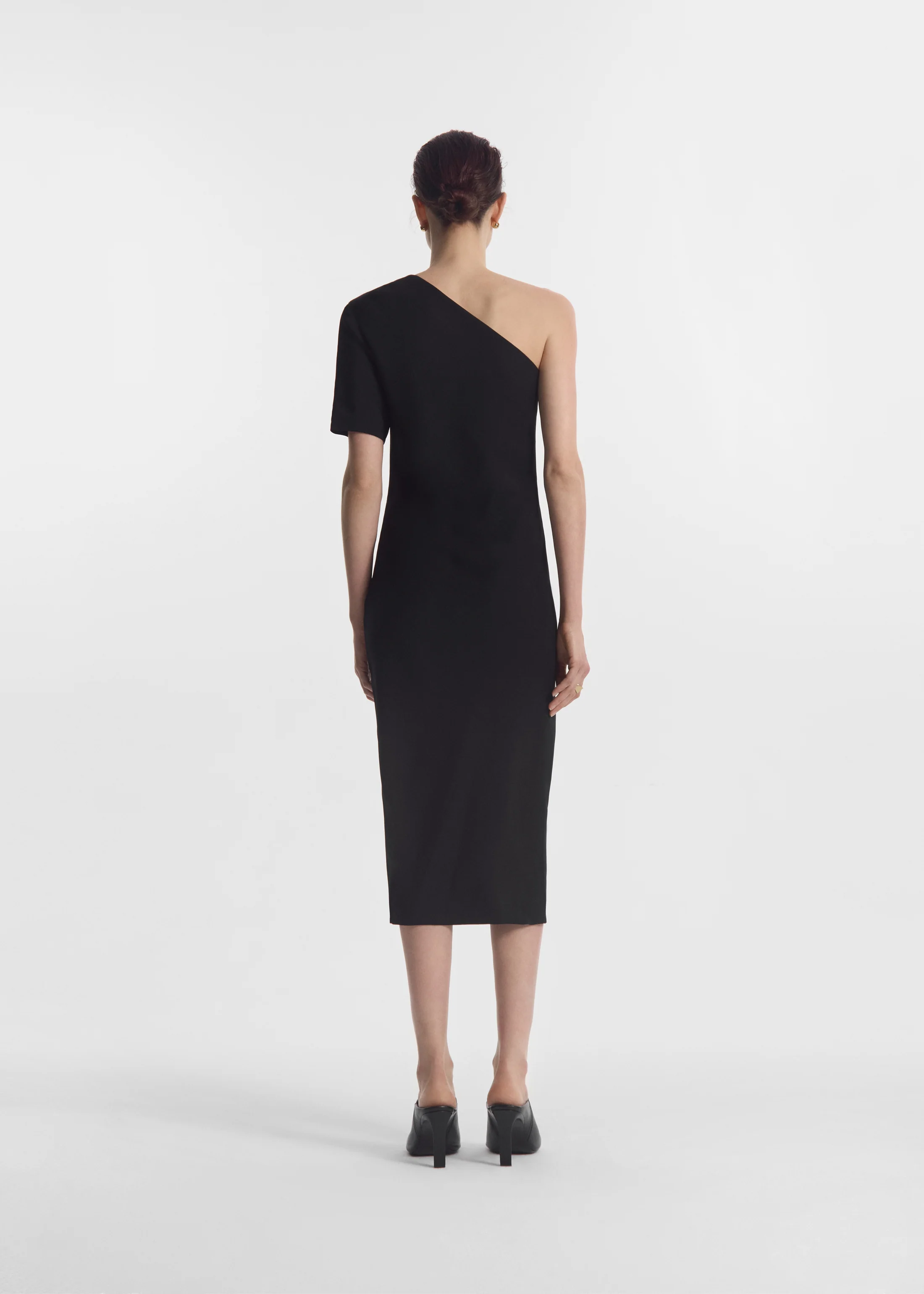Draped Dress in Viscose Crepe - Black - Image 4