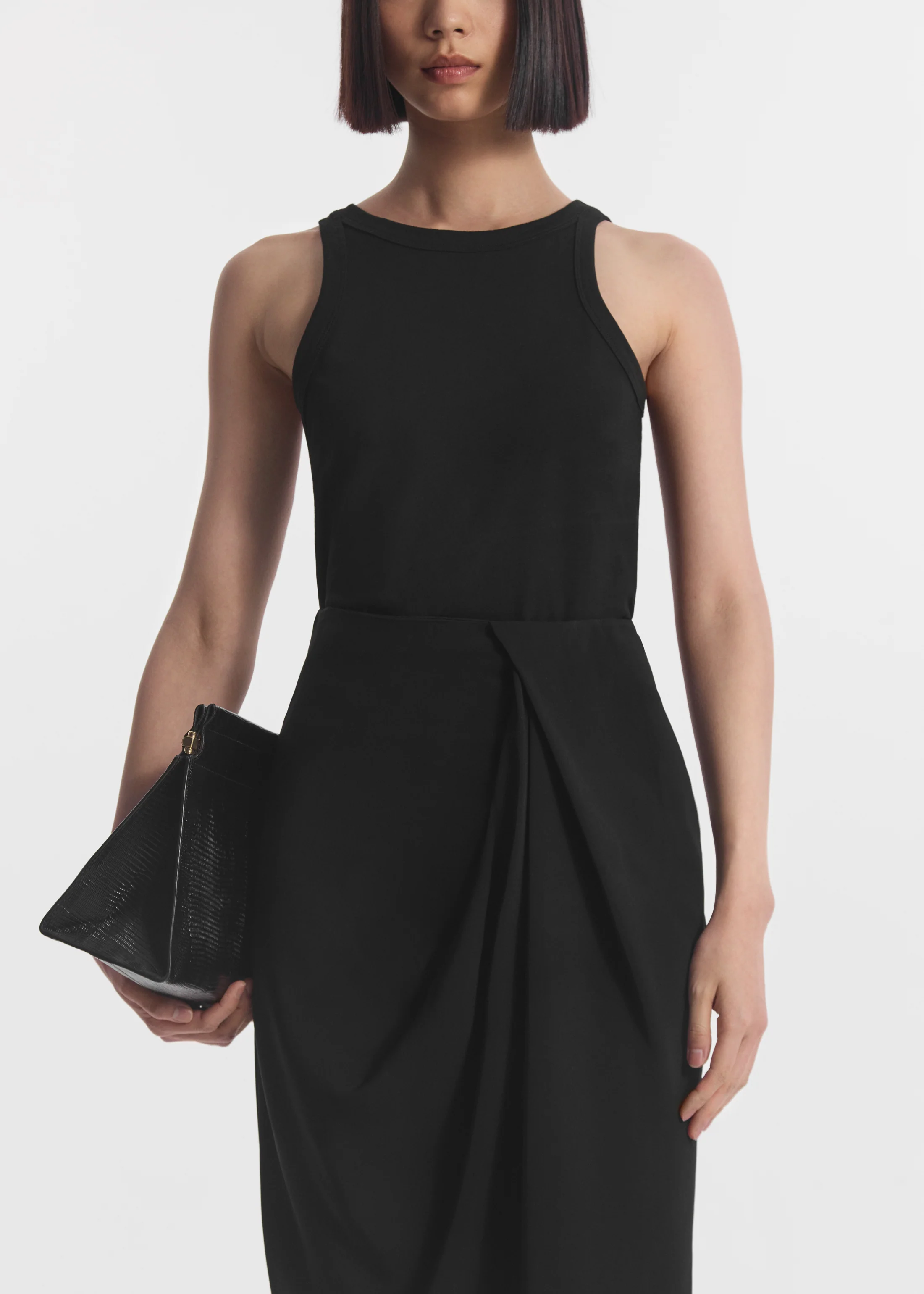 Fitted Tank in Cotton Jersey - Black - Image 2