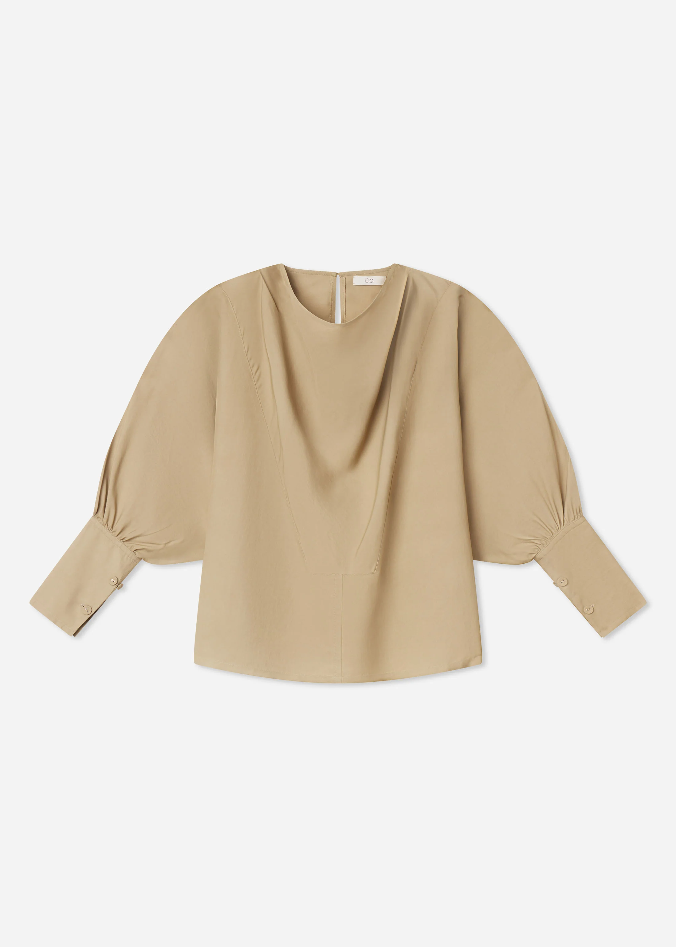 Draped Tunic Top in Viscose Silk - Khaki - Image 4