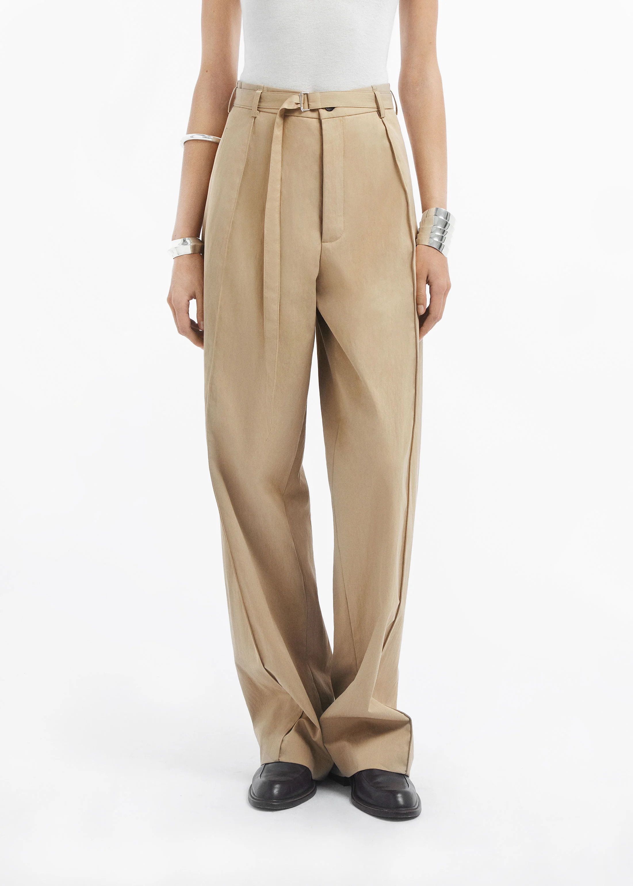 Drop Waisted Pant in Cotton Twill - Camel - Image 2
