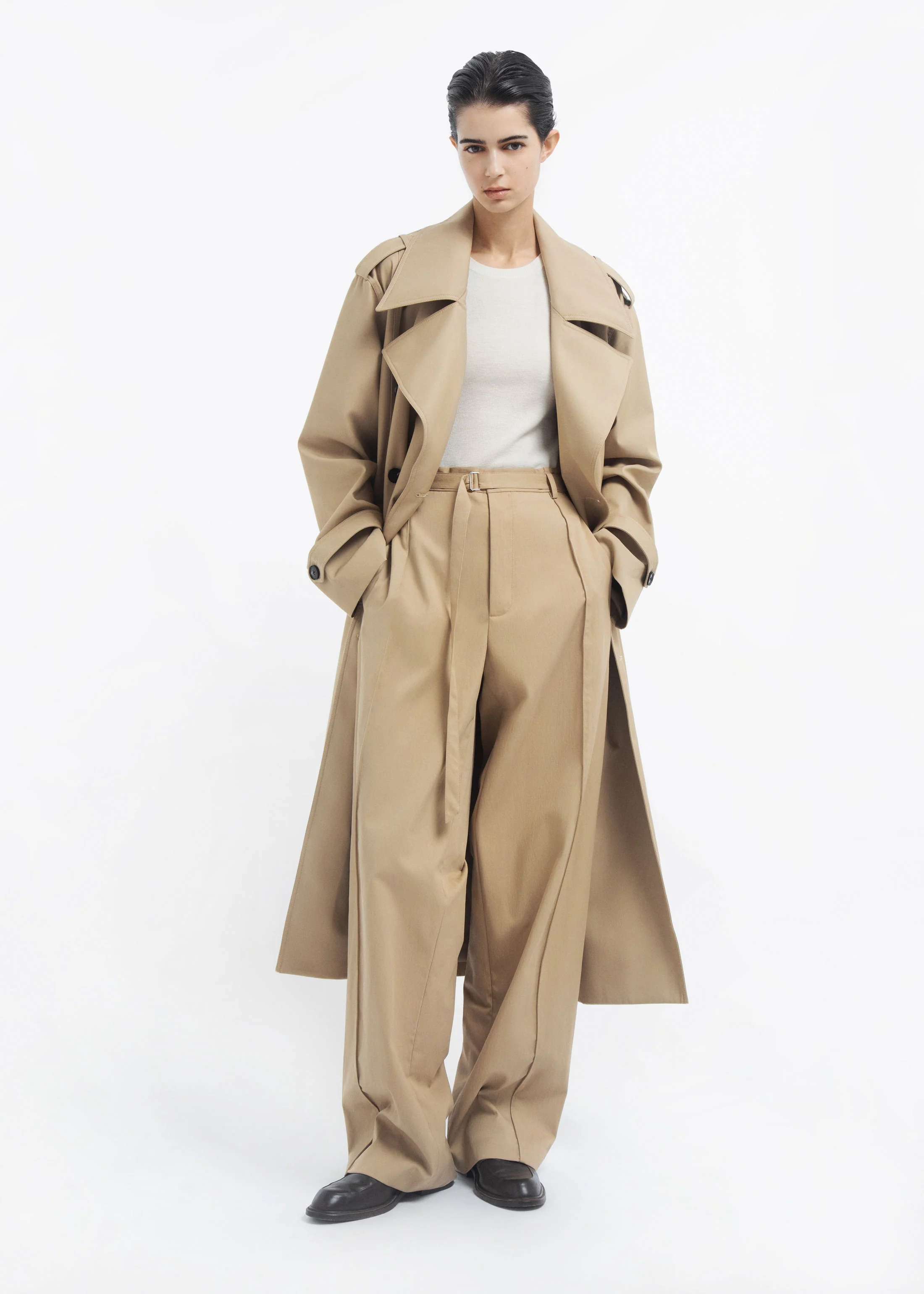 Drop Waisted Pant in Cotton Twill - Camel - Image 5