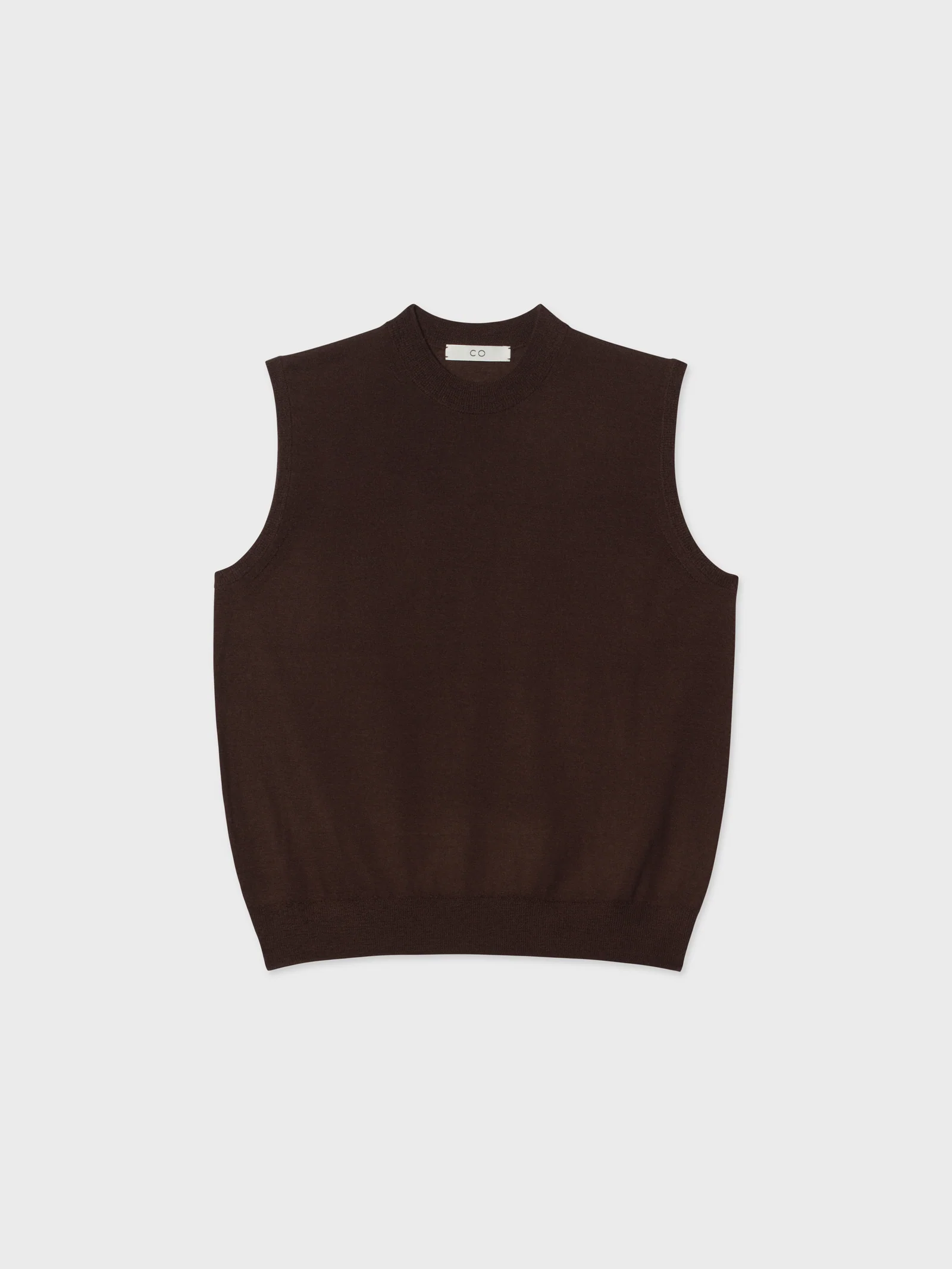 Shell Tank in Fine Cashmere - Chocolate - Image 3