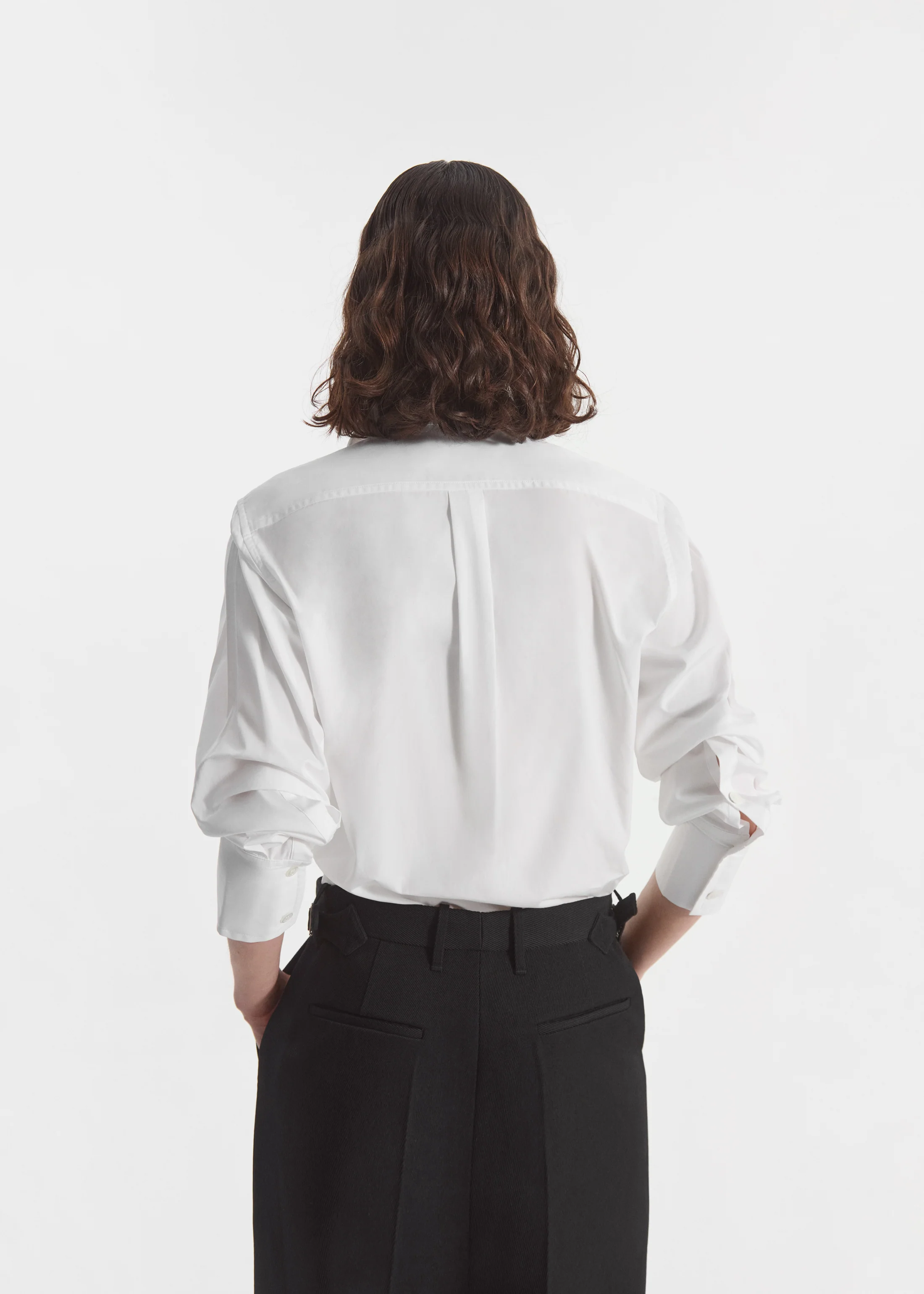 Fitted Shirt in Cotton Poplin - White - Image 3