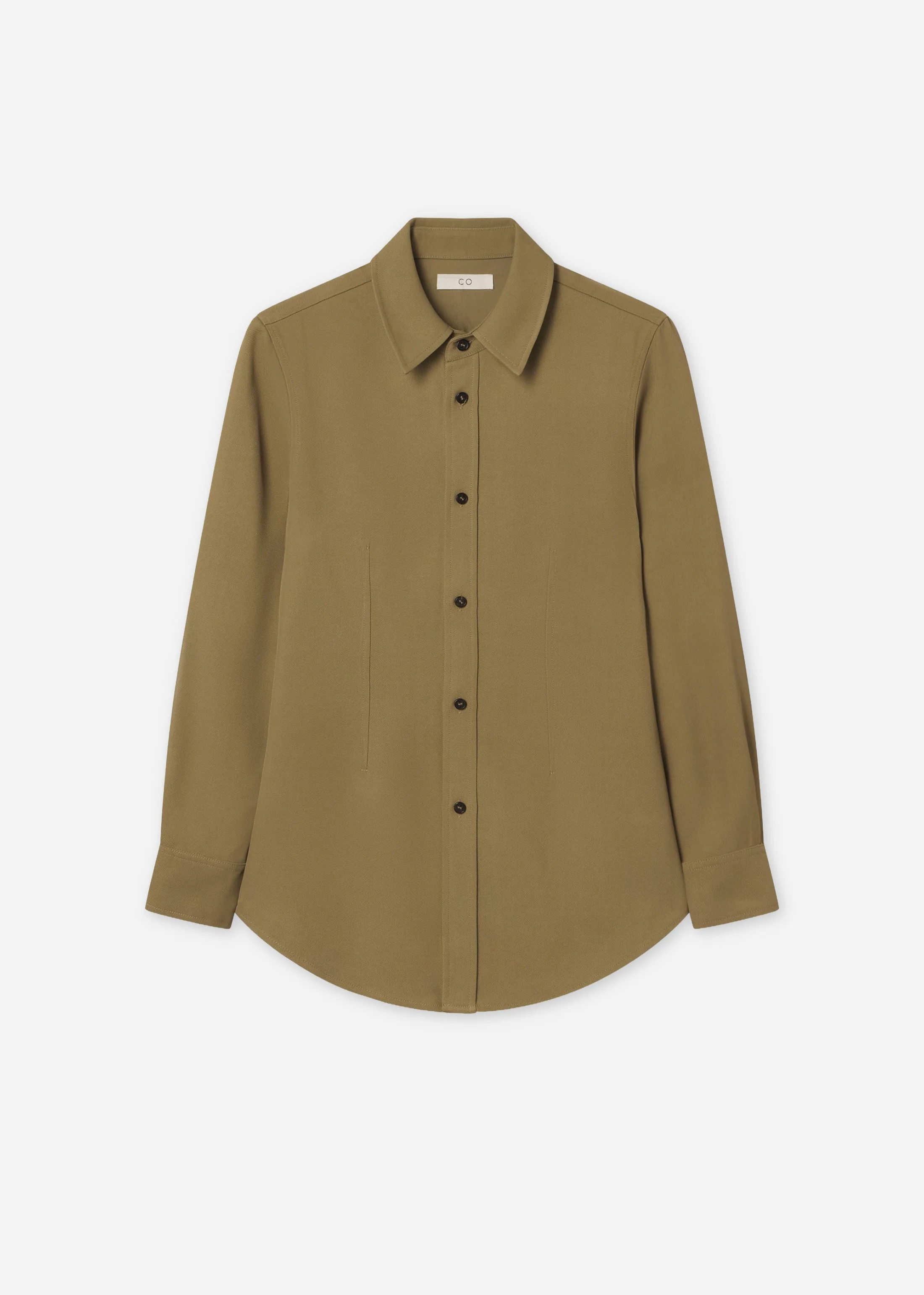 Fitted Collared Shirt in Viscose Twill - Aloe - Image 5