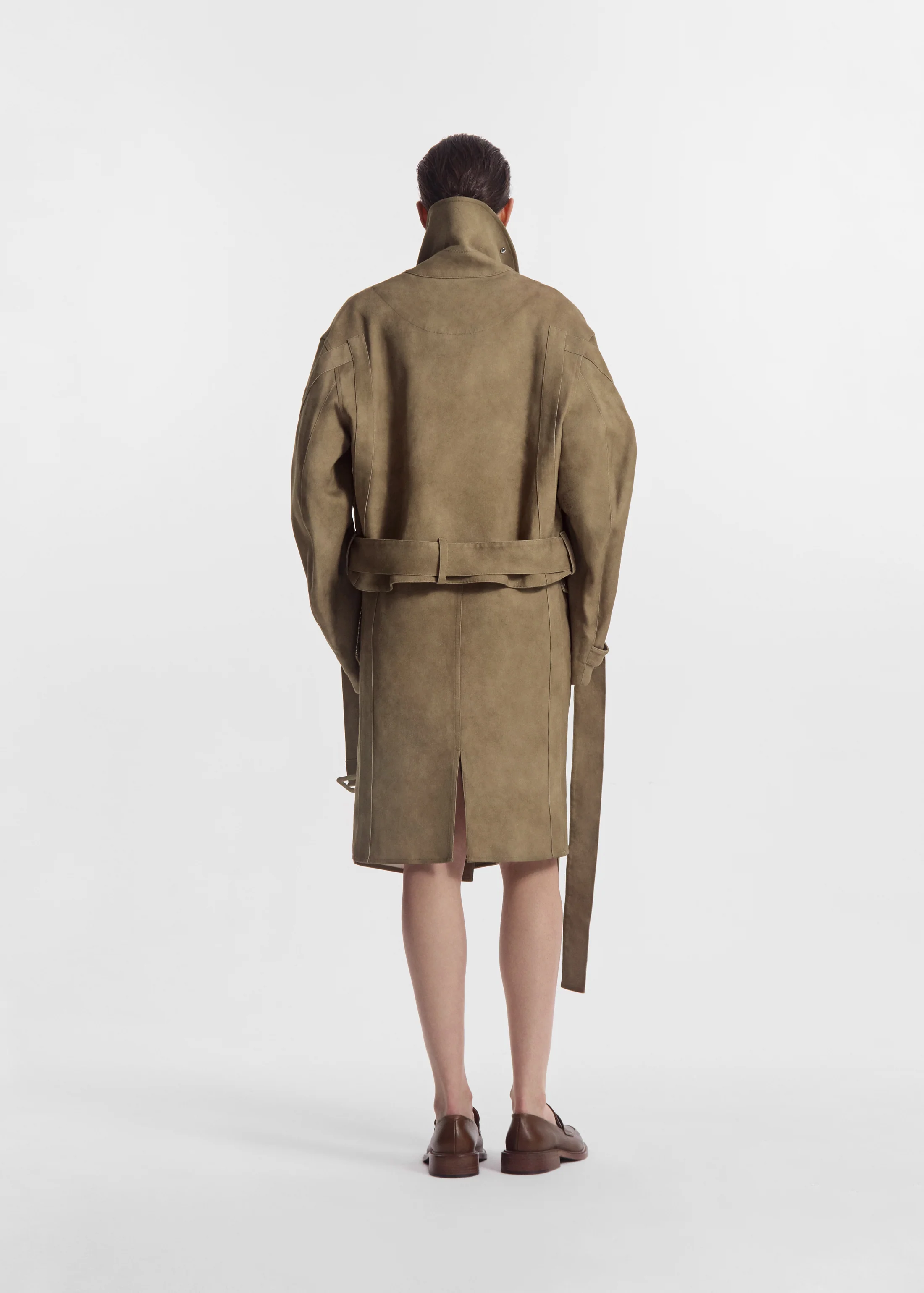 Flying Collar Moto Jacket in Cold-Dyed Cotton - Khaki - Image 5