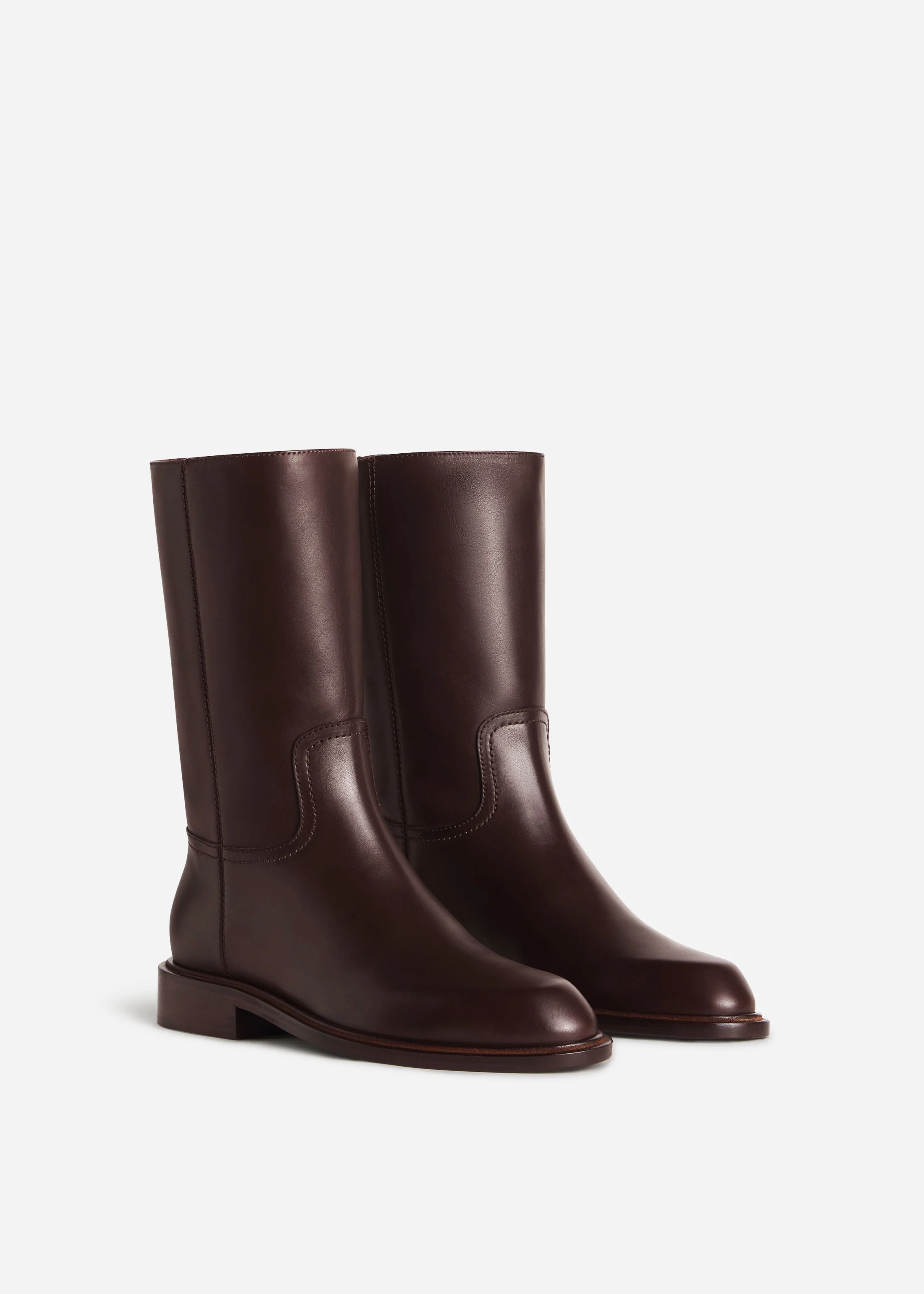 Front Seam Riding Boot - Chocolate - Image 2