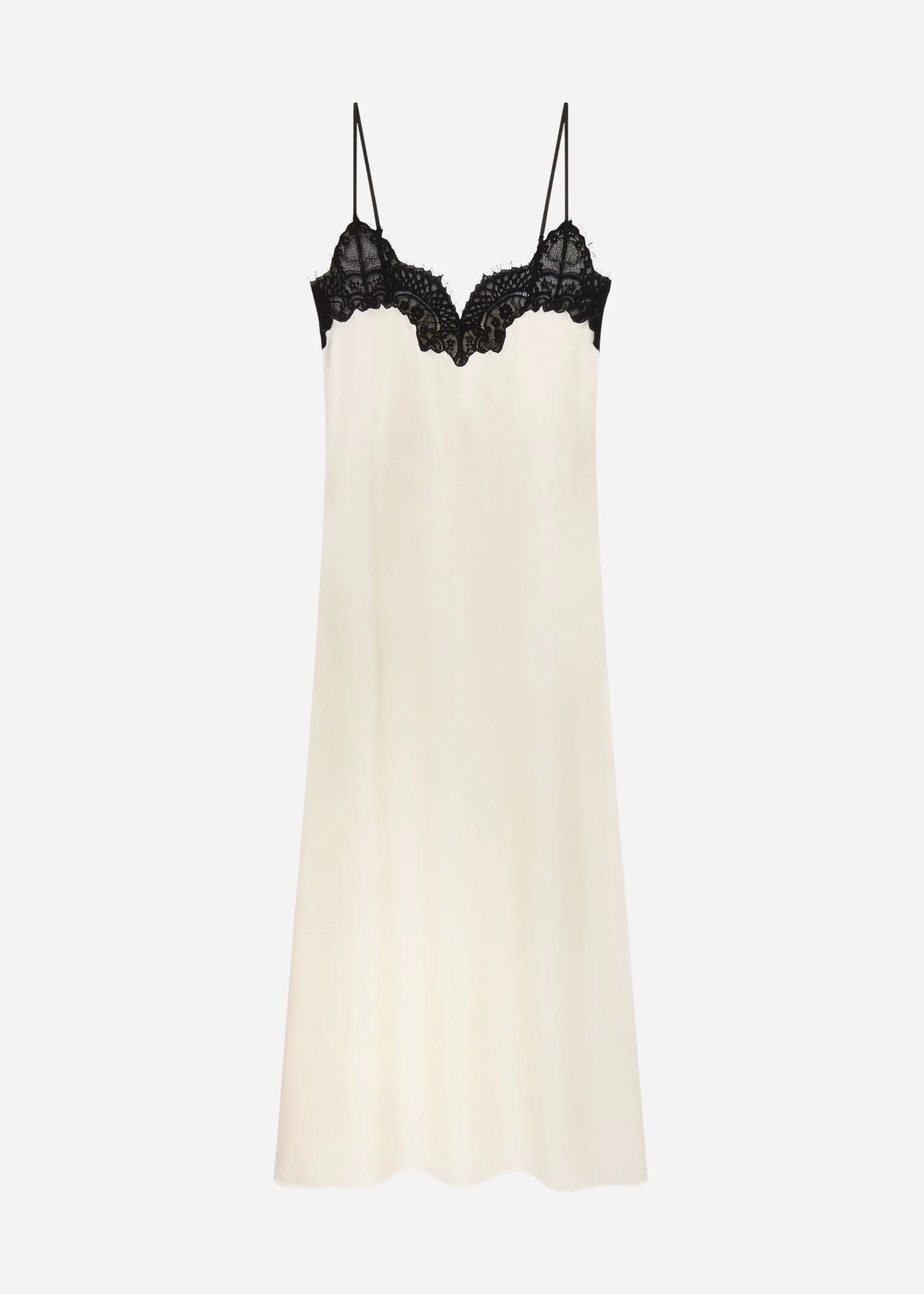 Lace Slip Dress in Silk - Ivory - Image 6