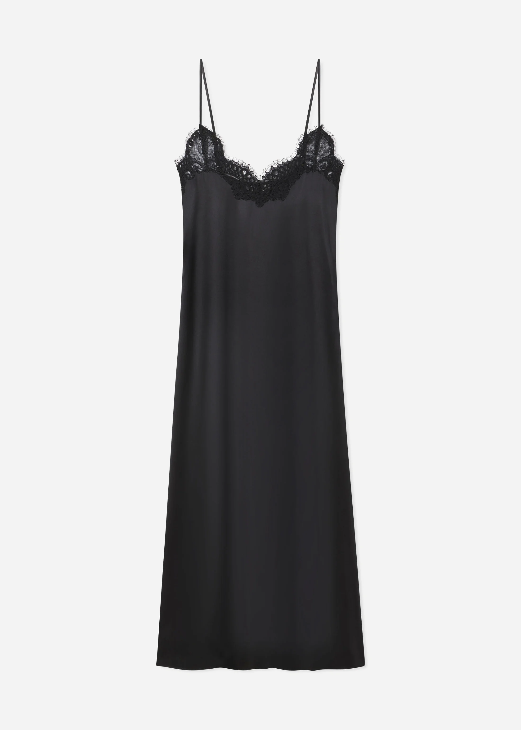 Lace Slip Dress in Silk - Black - Image 5