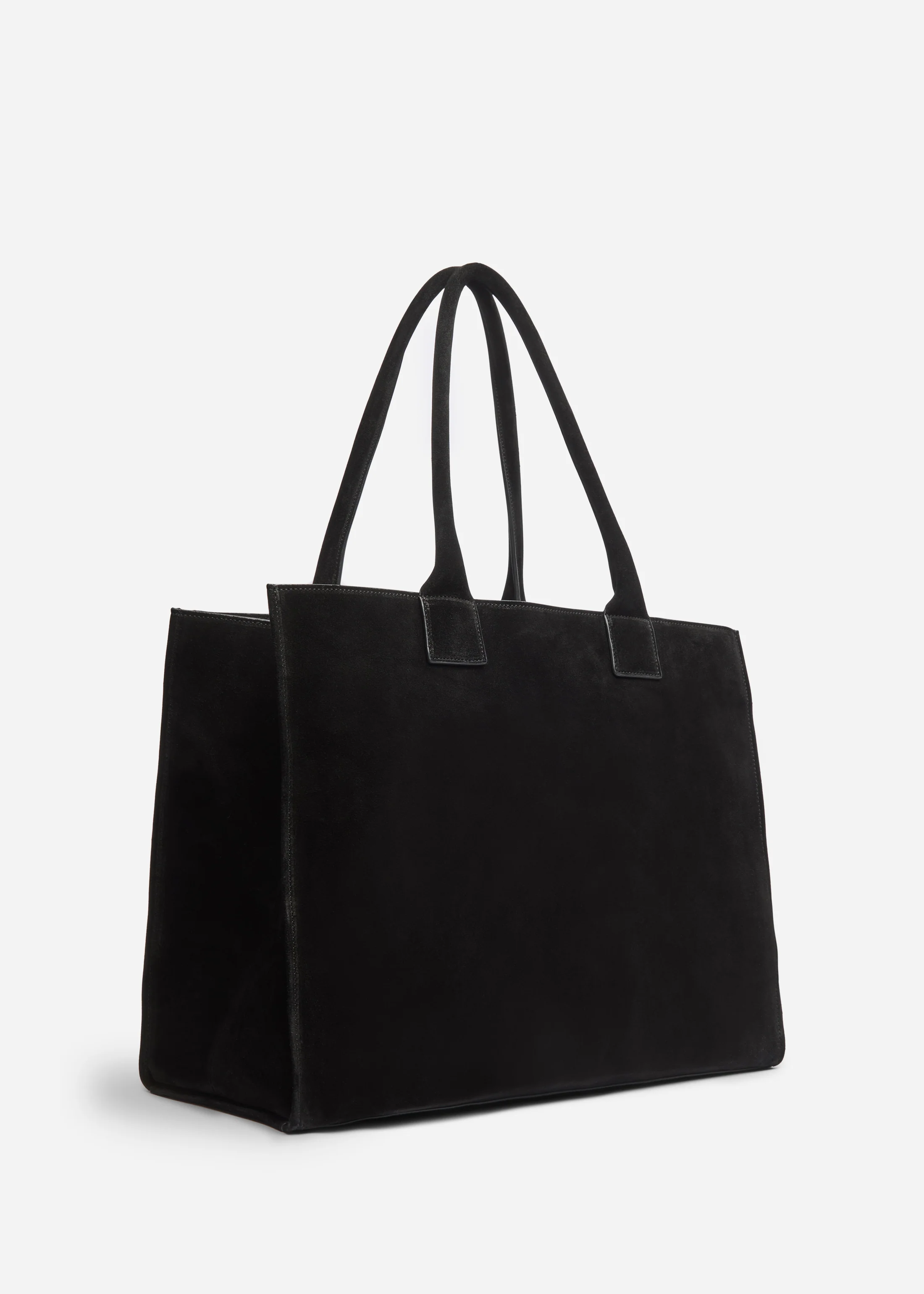 Large Tote Bag in Suede - Black - Image 3