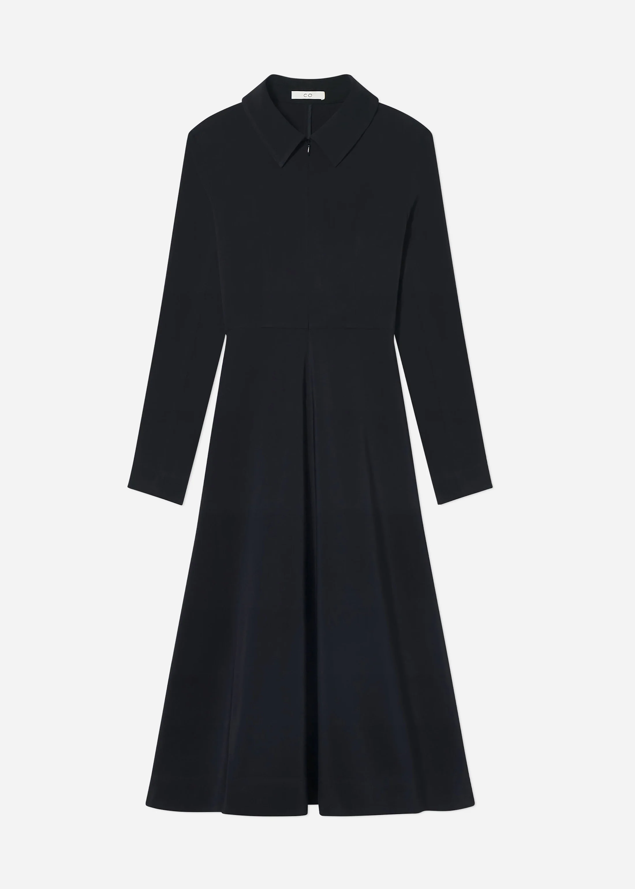 Long Sleeve Shirt Dress in Crepe - Black - Image 4