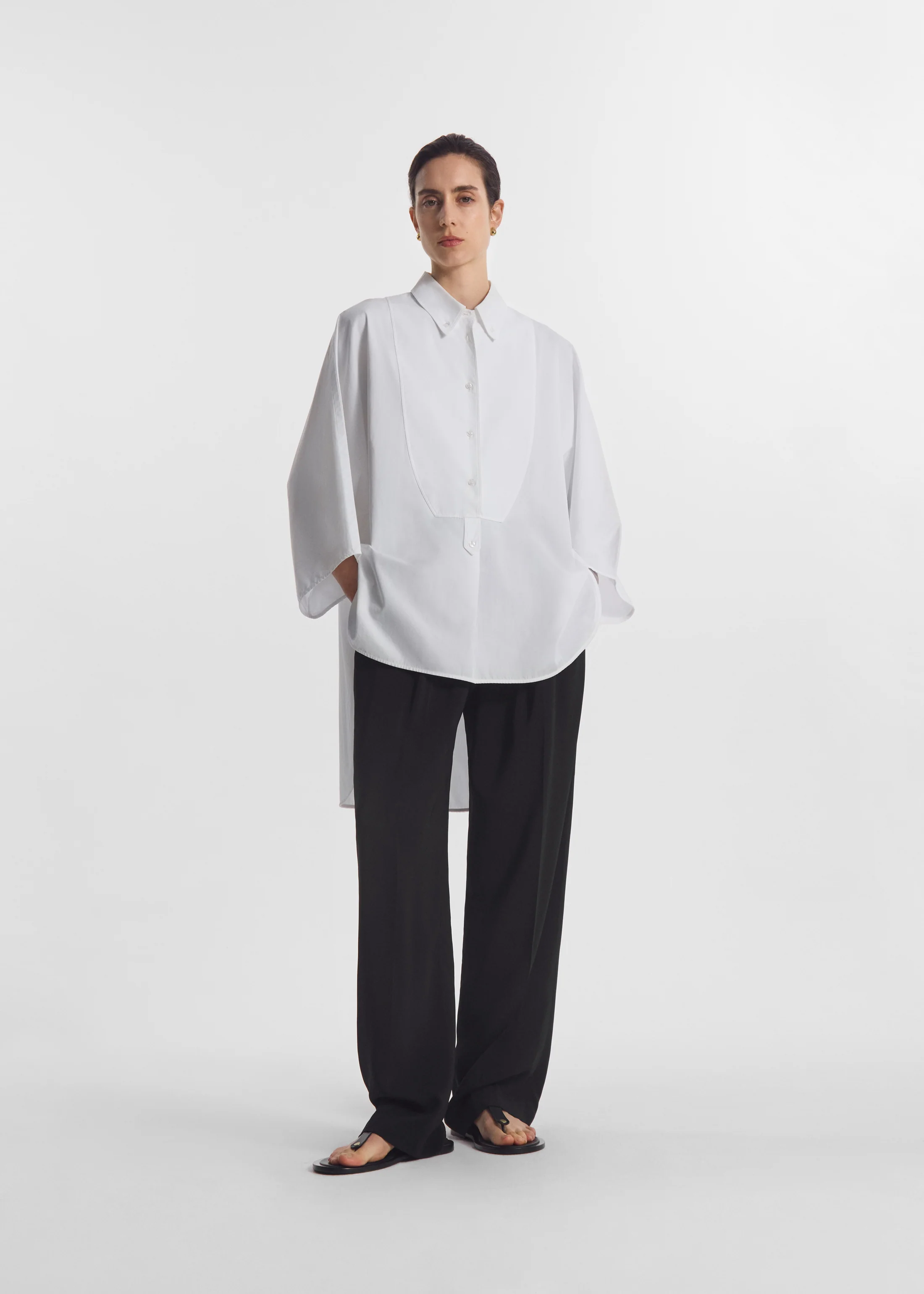 Long Tunic Top in Cotton Poplin - White - Image 3