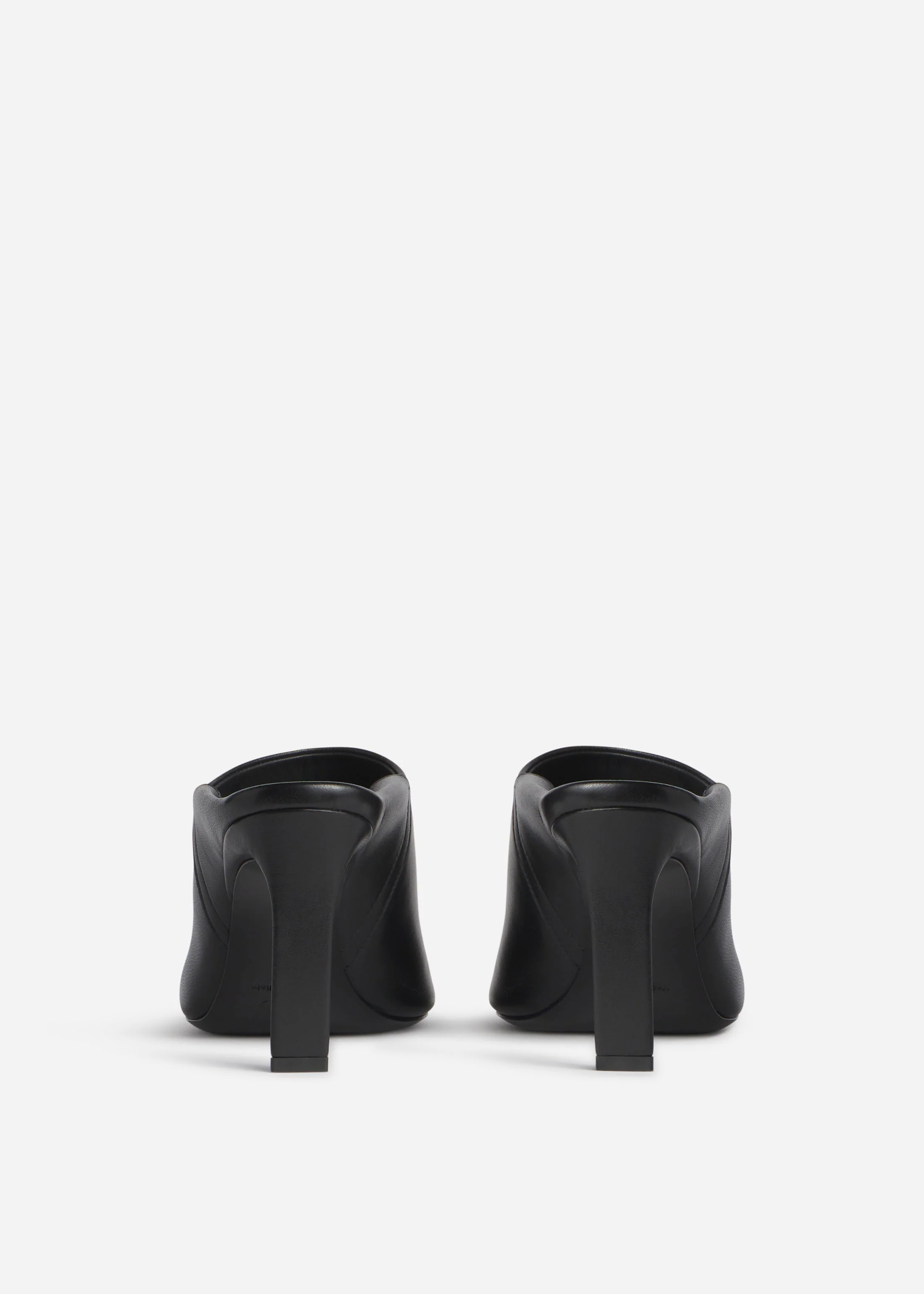 Open Toe Heeled Mule in Smooth Leather - Black - Image 3