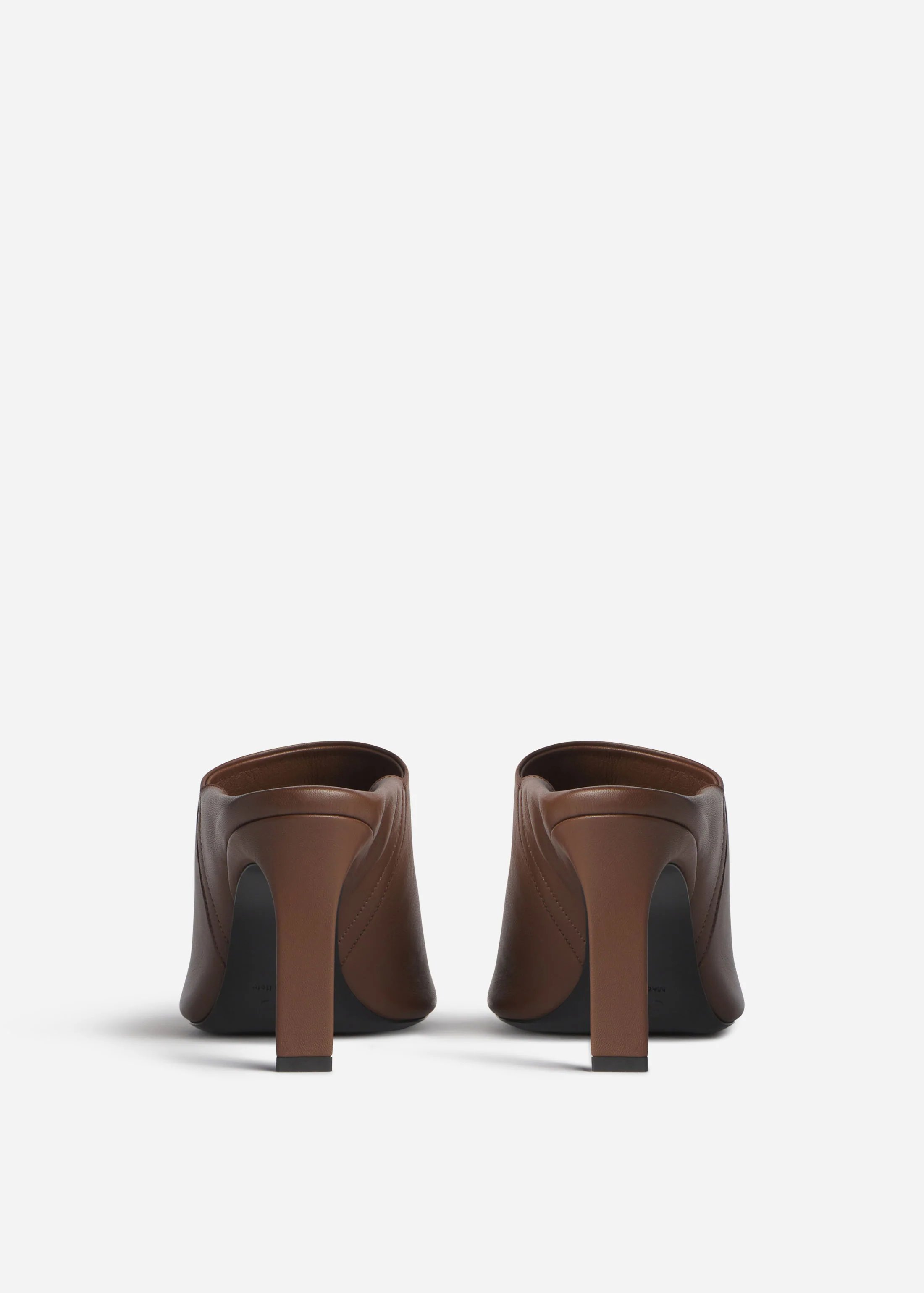 Open Toe Heeled Mule in Smooth Leather - Cognac - Image 3