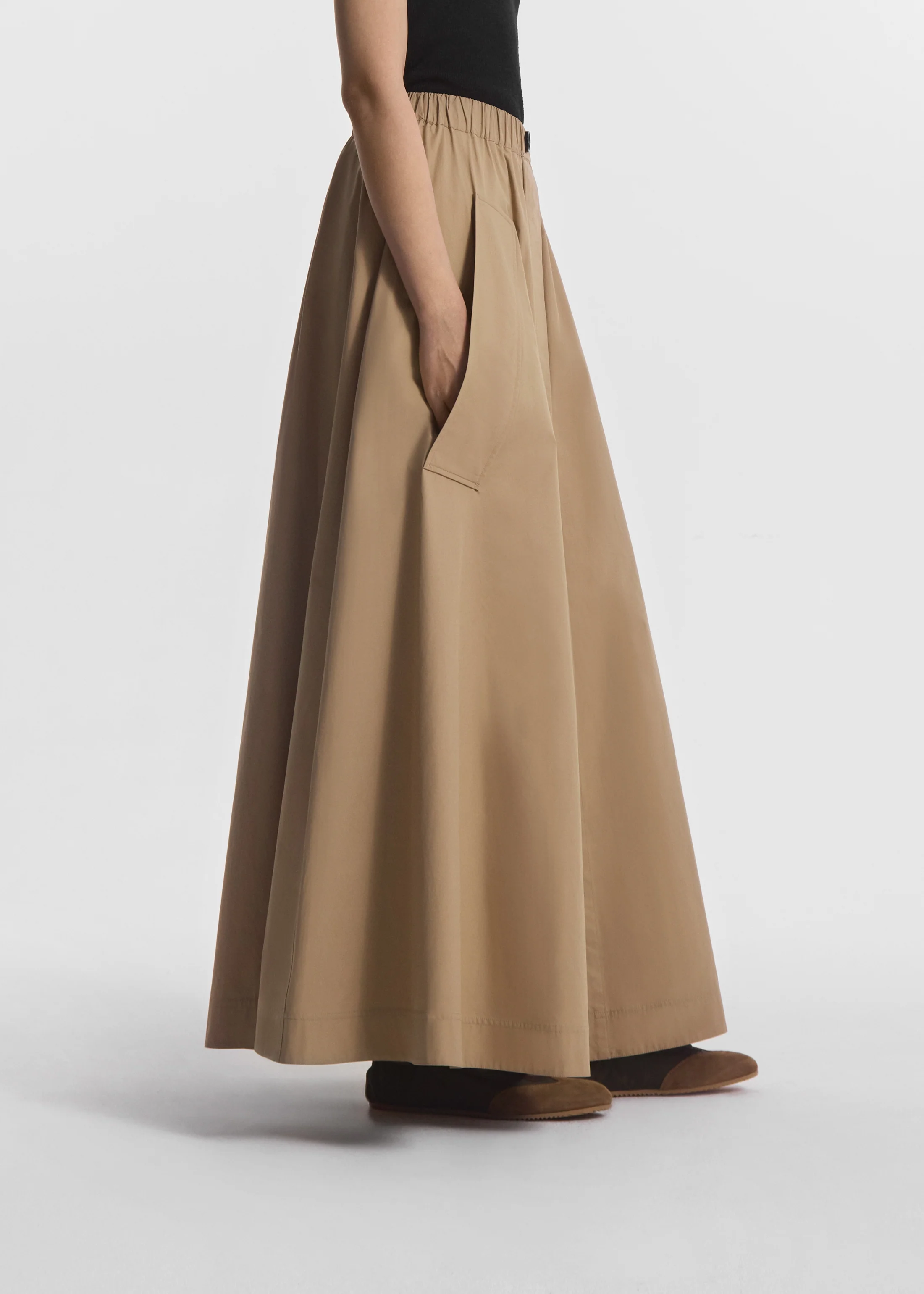 Parachute Skirt in Cotton Poplin - Camel - Image 3