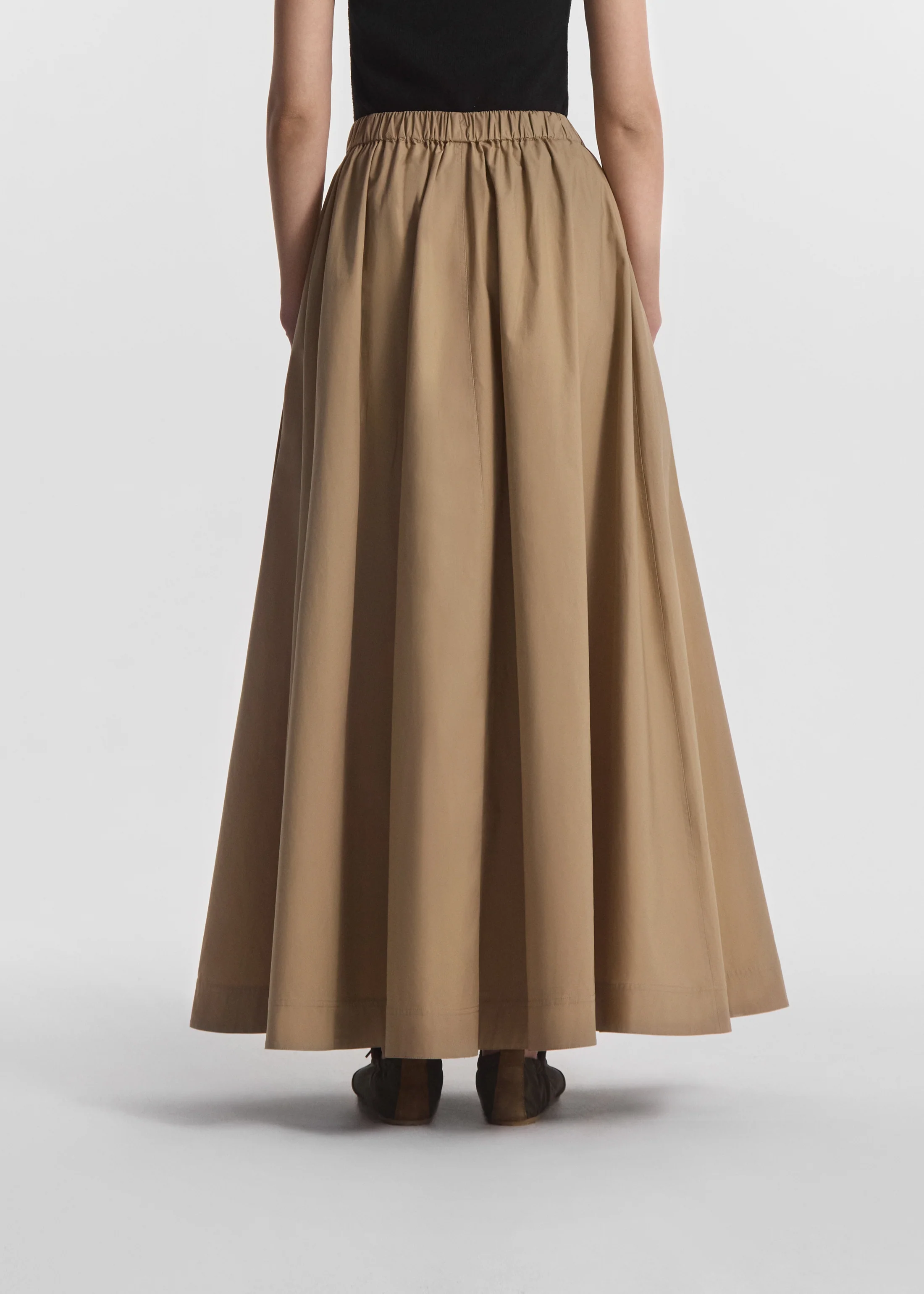 Parachute Skirt in Cotton Poplin - Camel - Image 4