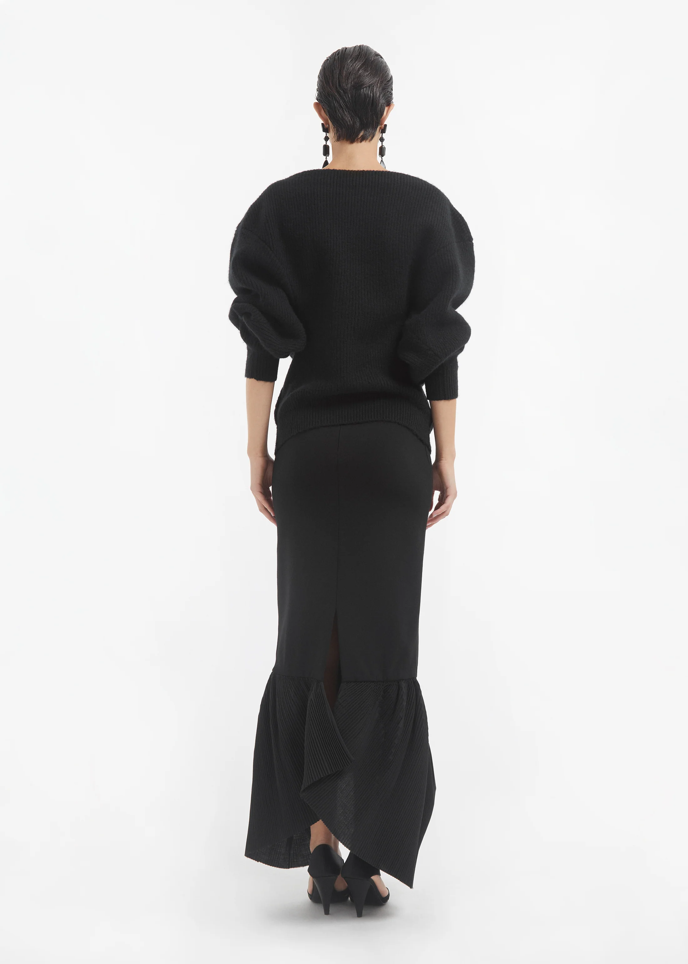 Peplum Skirt in Jersey - Black - Image 2