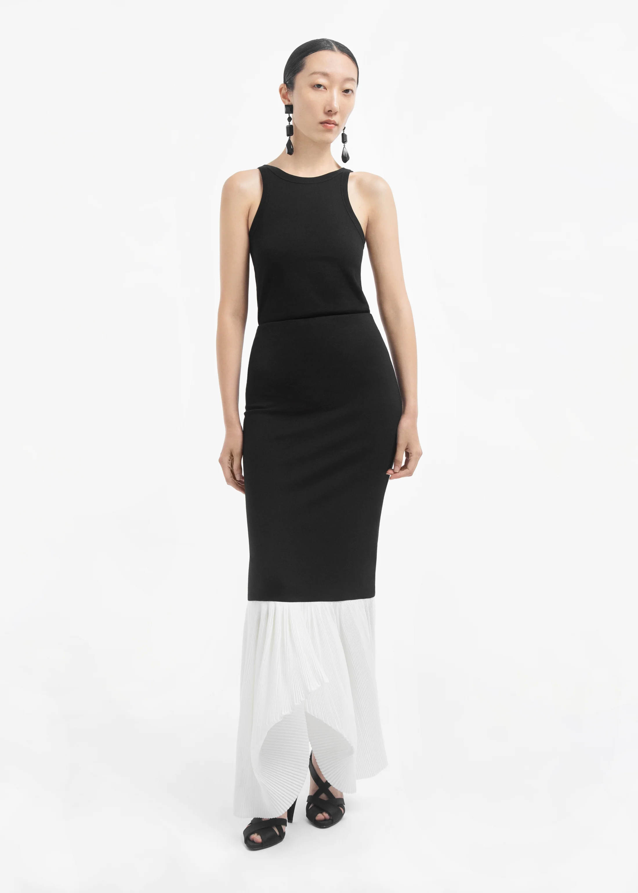 Peplum Skirt in Jersey - Black & White