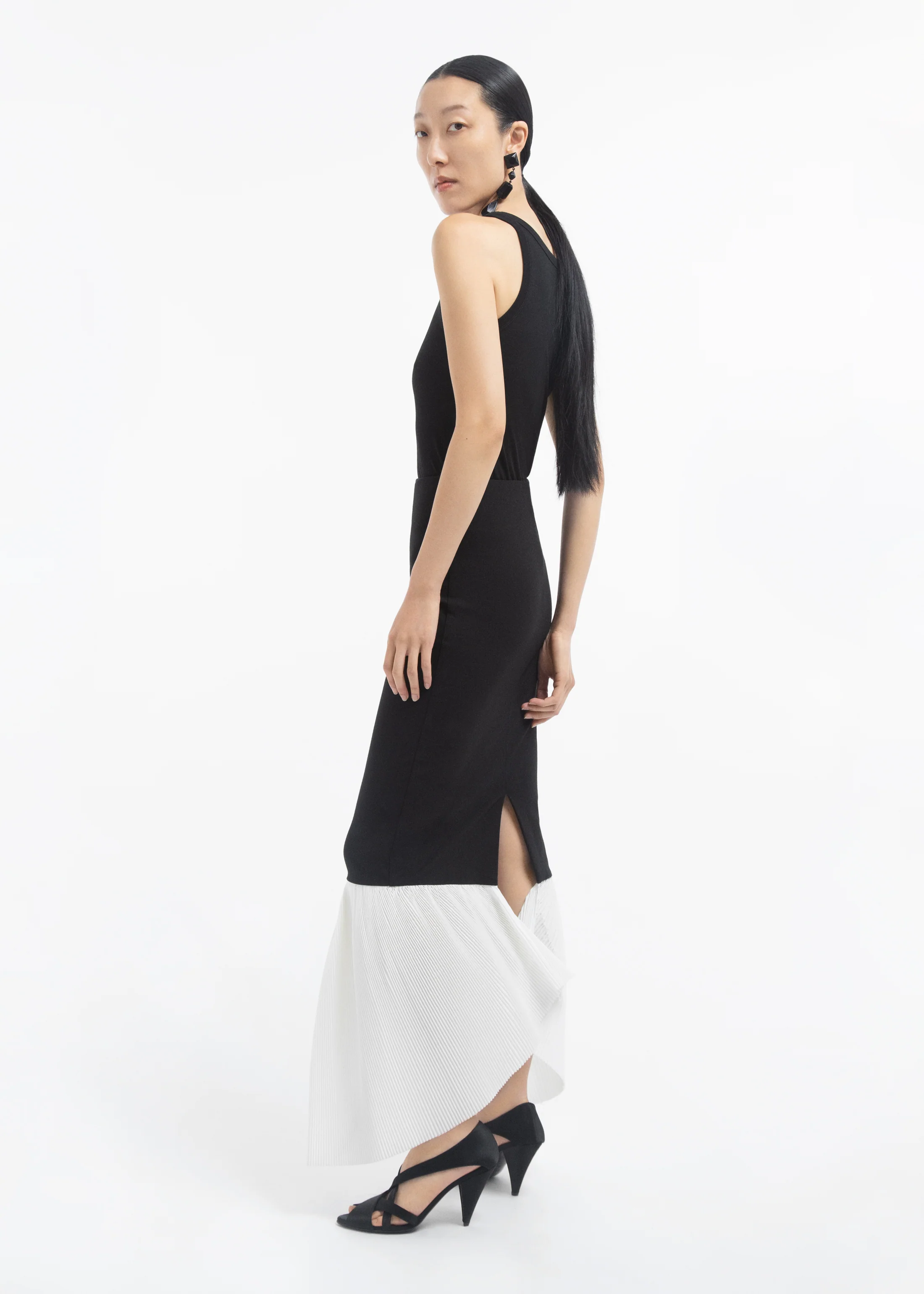 Peplum Skirt in Jersey - Black & White - Image 2