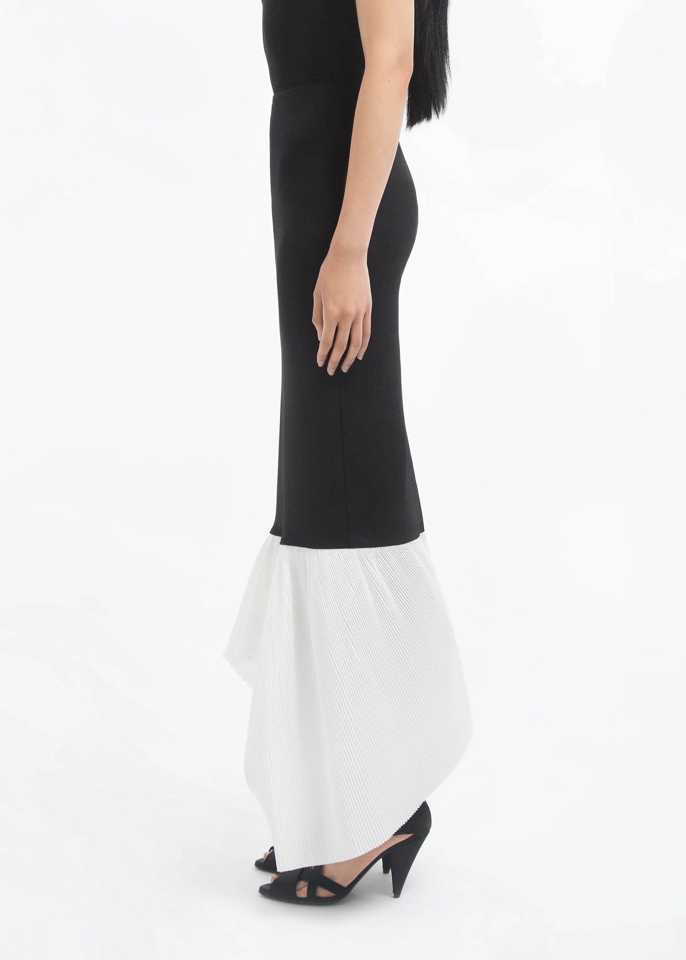 Peplum Skirt in Jersey - Black & White - Image 3