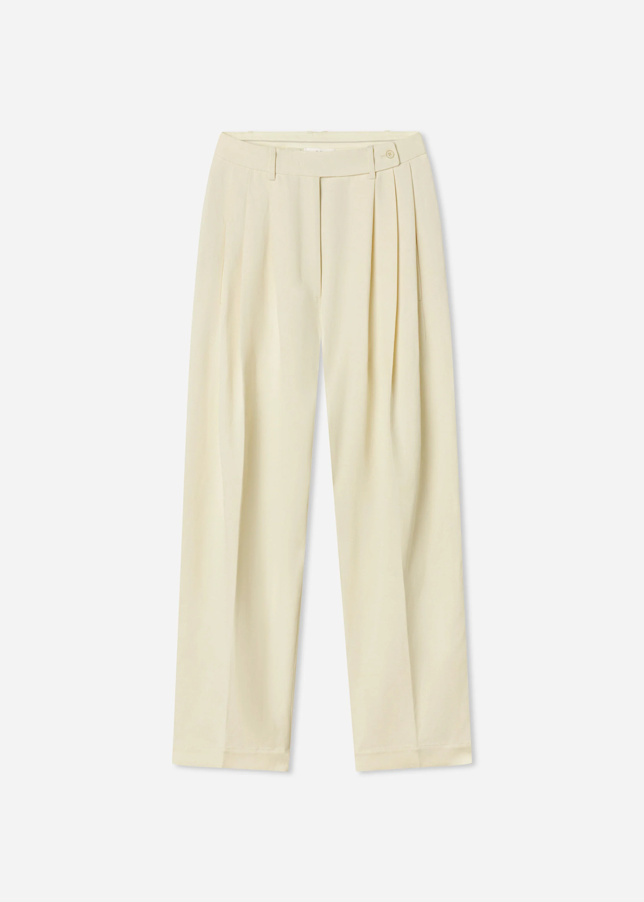 Wide Leg Pleated Pant in Linen - Pearl - Image 4