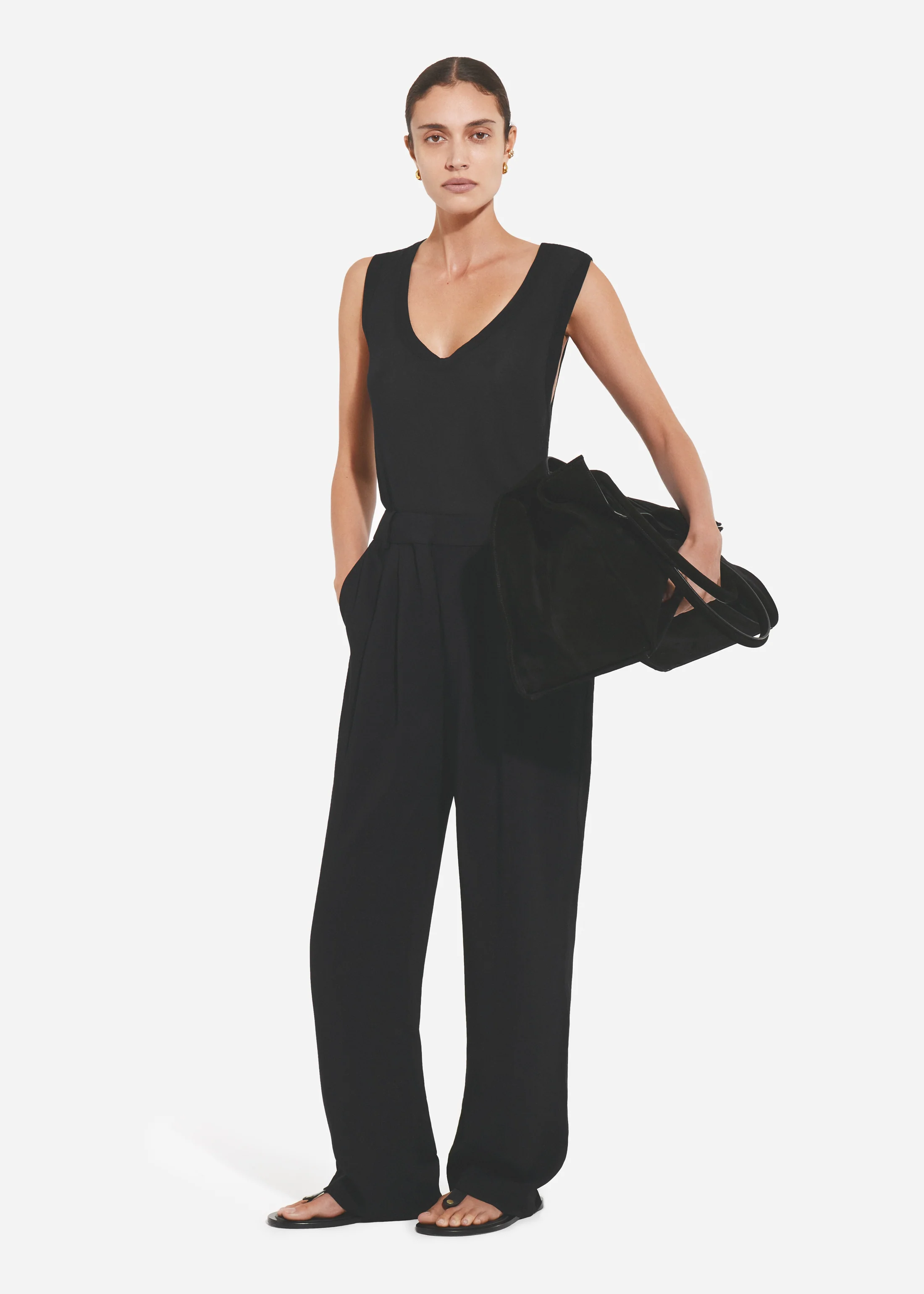 Loose Tank in Slub Jersey - Black