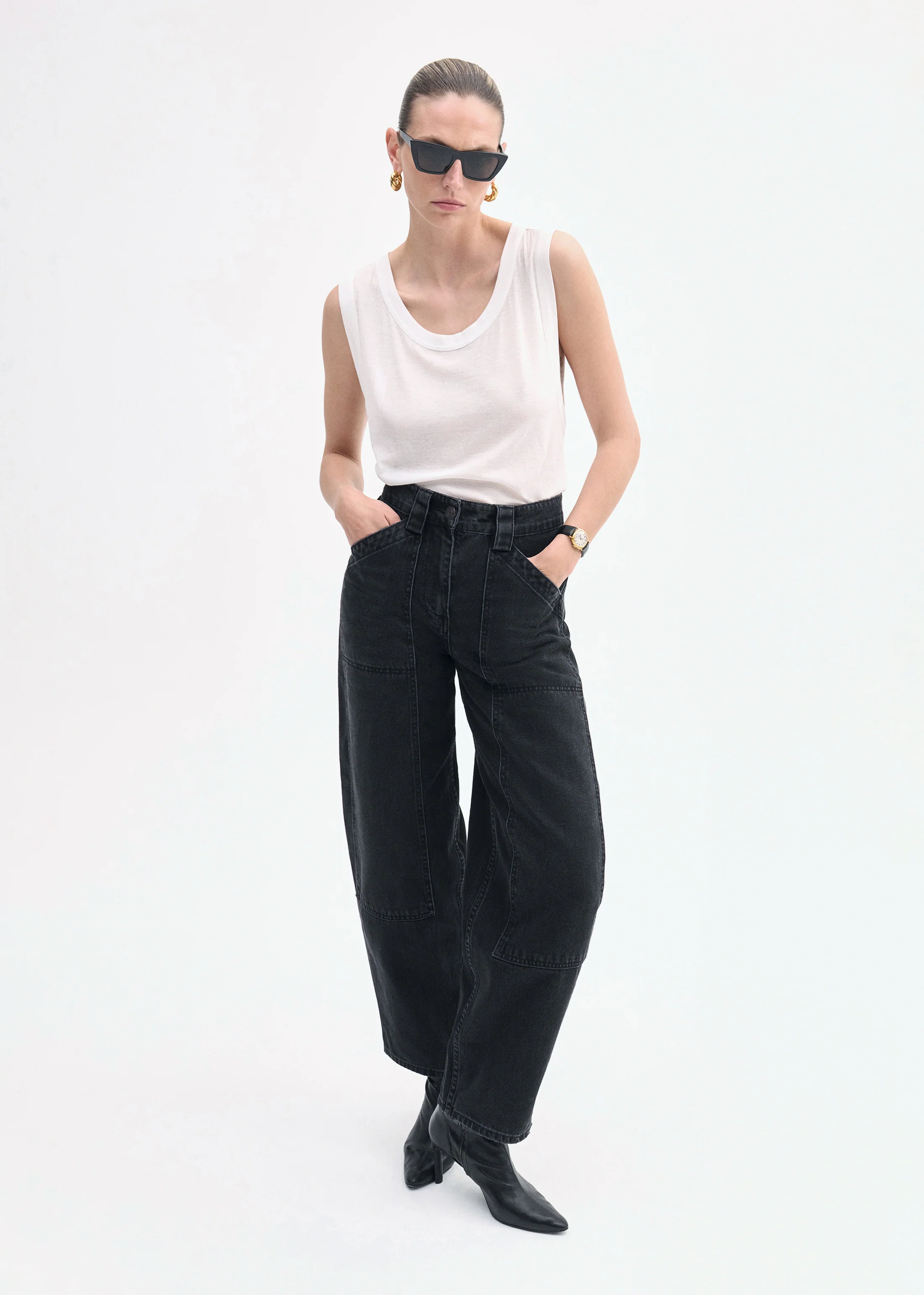 Loose Tank in Slub Jersey - White - Image 5