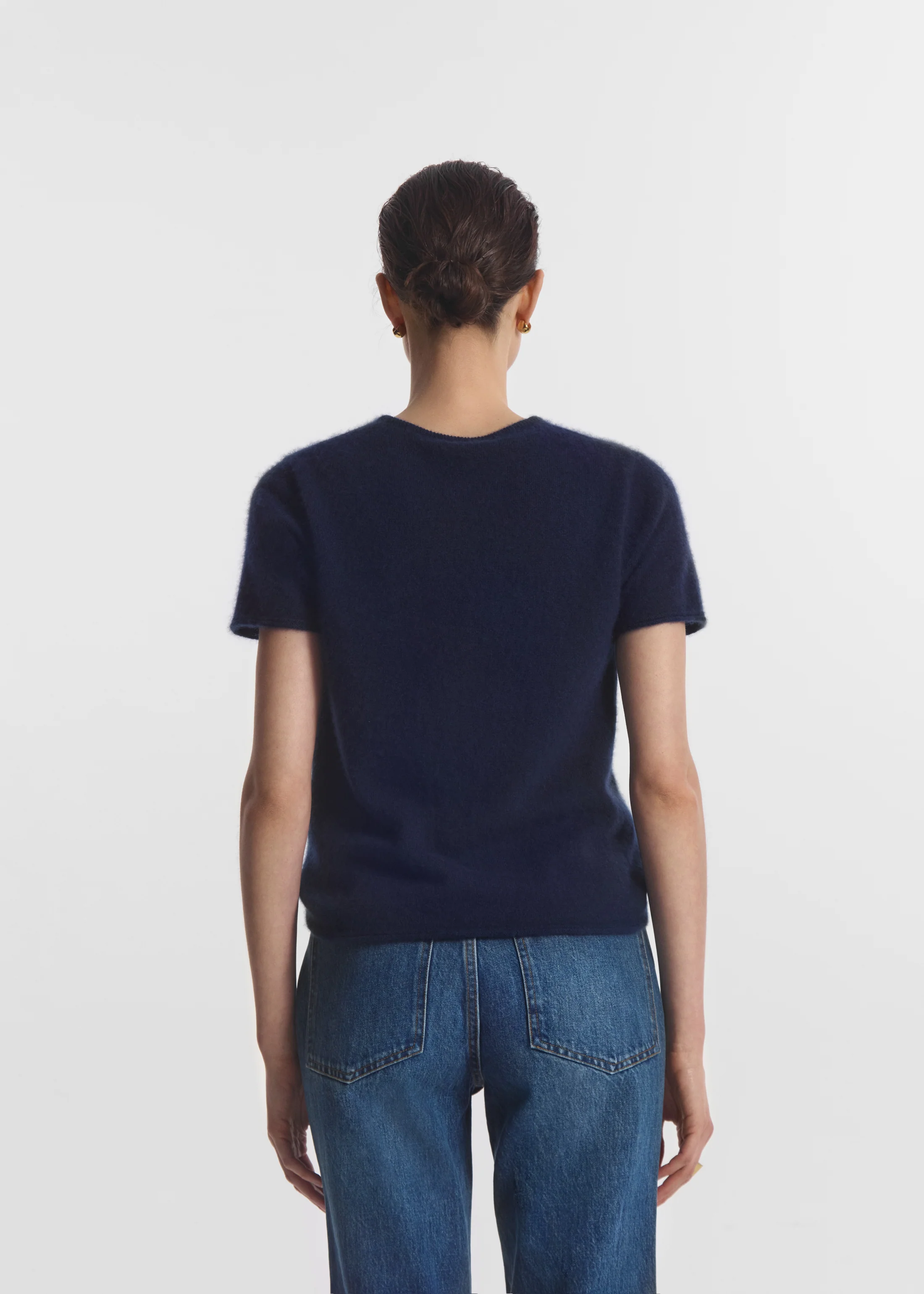 Short Sleeve T-Shirt in Cashmere Silk - Eclipse - Image 4